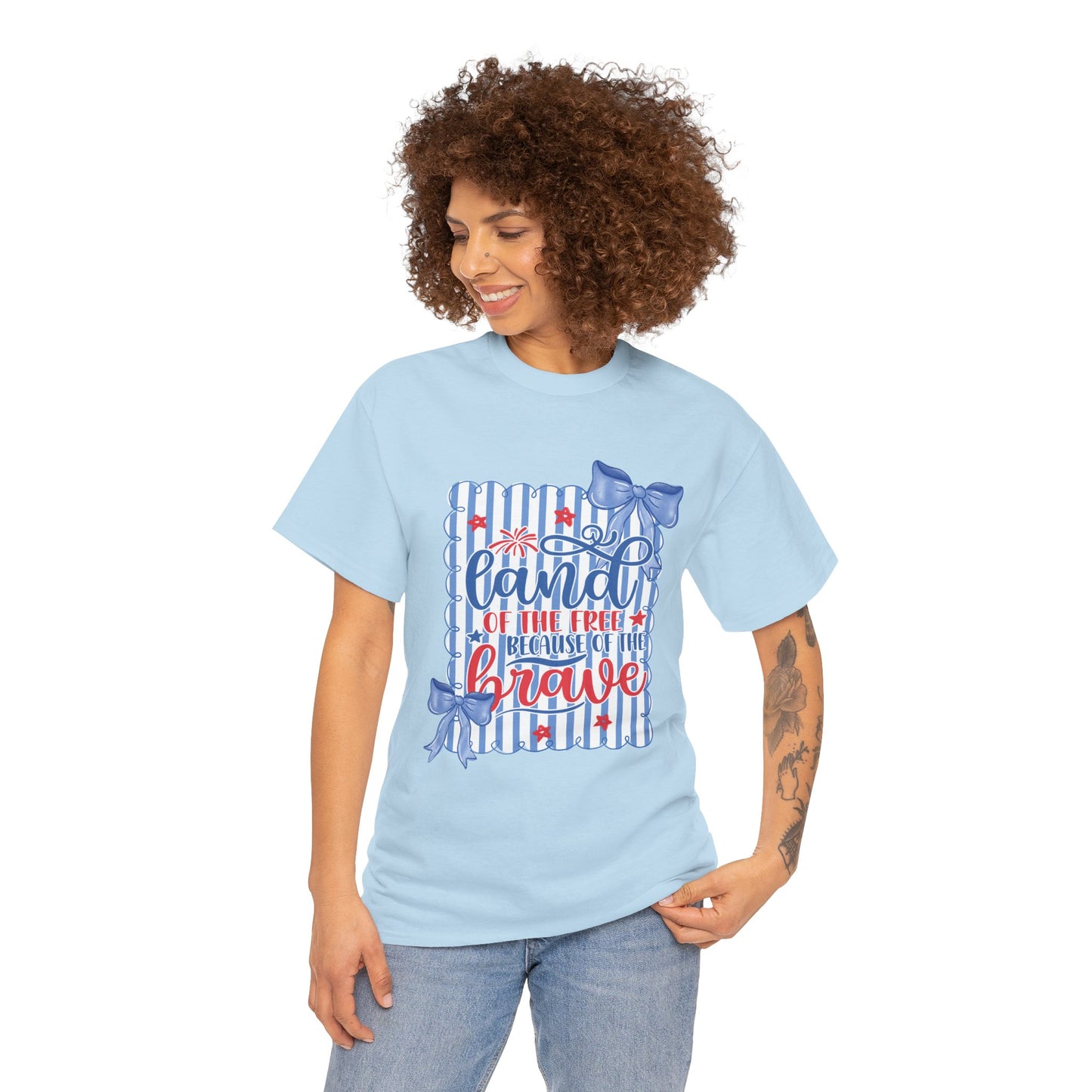 Land of the Free Tee — Patriotic Blue Ribbon Family Shirt