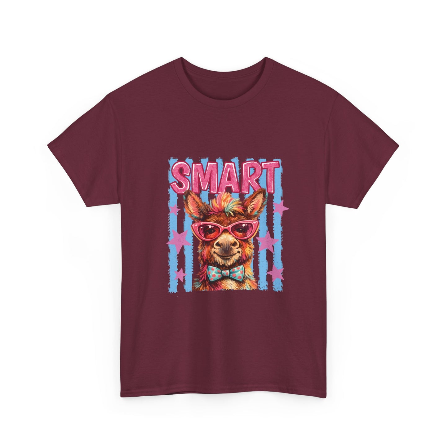 Smart Donkey Graphic Tee - Funny Nerdy Animal T-Shirt with 'SMART' Design