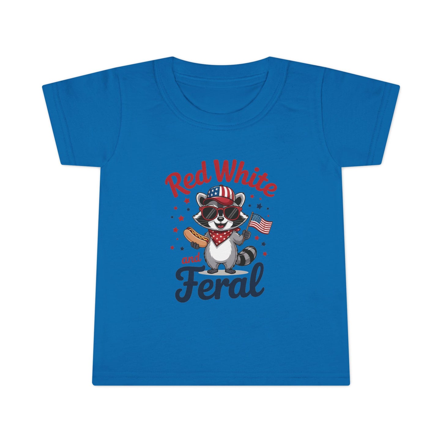 Toddler T-Shirt — "Red White & Feral" Patriotic Raccoon 4th of July Tee