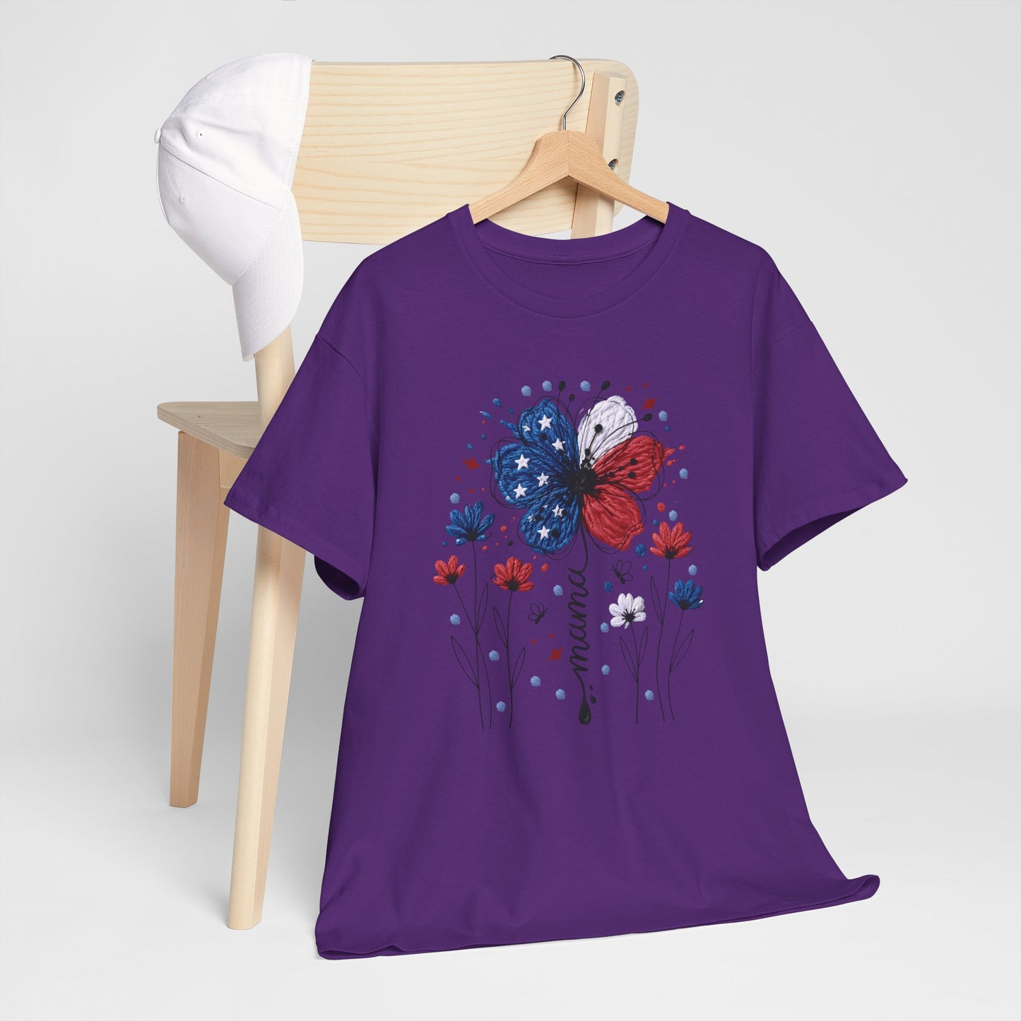 Patriotic Butterfly Floral Tee — Red, White & Blue Memorial Day / 4th of July T-Shirt