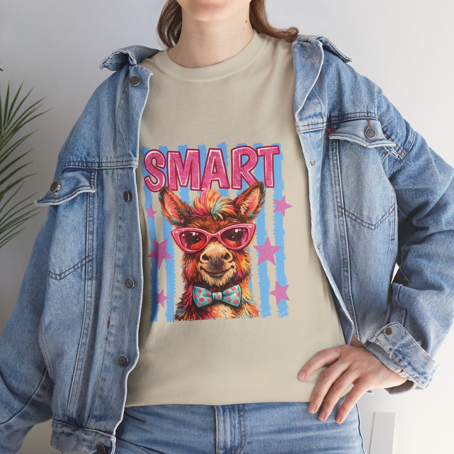 Smart Donkey Graphic Tee - Funny Nerdy Animal T-Shirt with 'SMART' Design