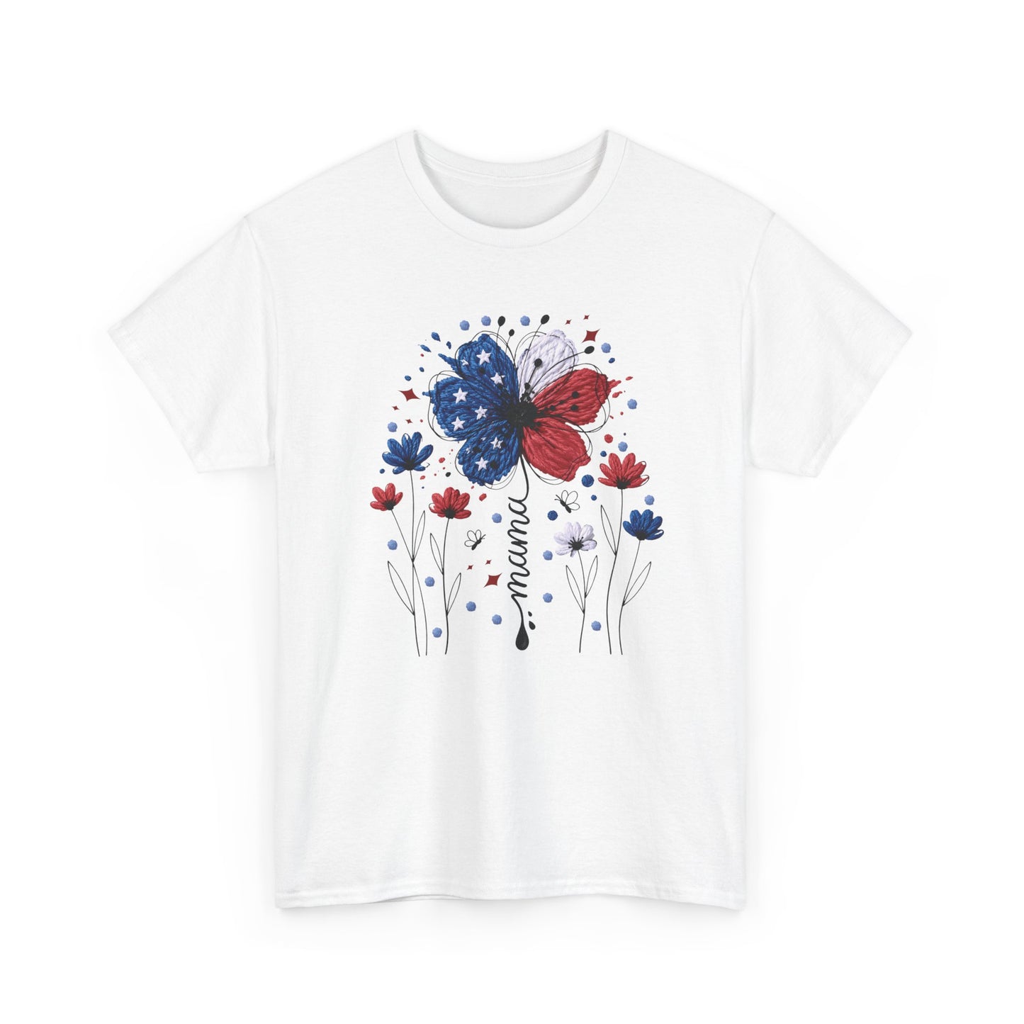 Patriotic Butterfly Floral Tee — Red, White & Blue Memorial Day / 4th of July T-Shirt