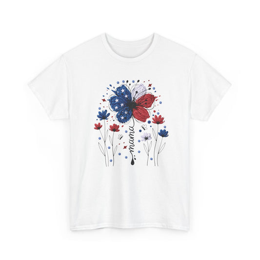 Patriotic Butterfly Floral Tee — Red, White & Blue Memorial Day / 4th of July T-Shirt