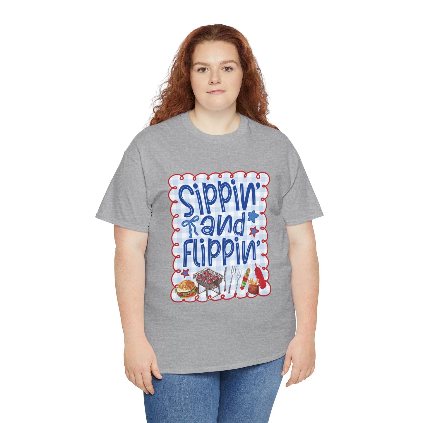Sippin' and Flippin' Tee — 4th of July BBQ Patriotic Summer Shirt