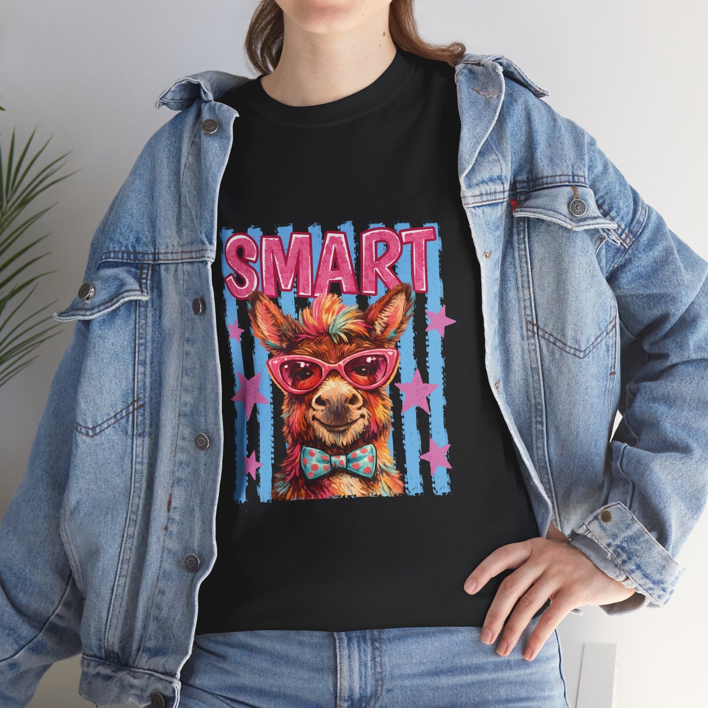 Smart Donkey Graphic Tee - Funny Nerdy Animal T-Shirt with 'SMART' Design