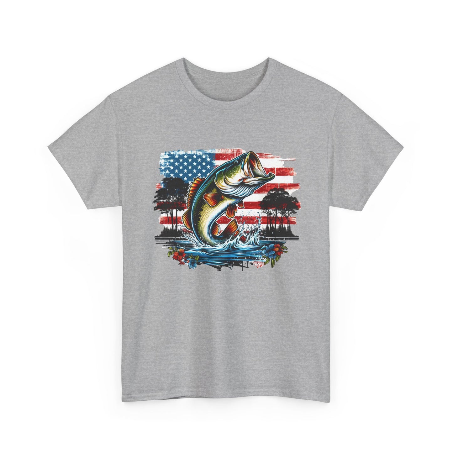 Fishing Largemouth Bass Tee — American Flag Outdoors Fishing Shirt