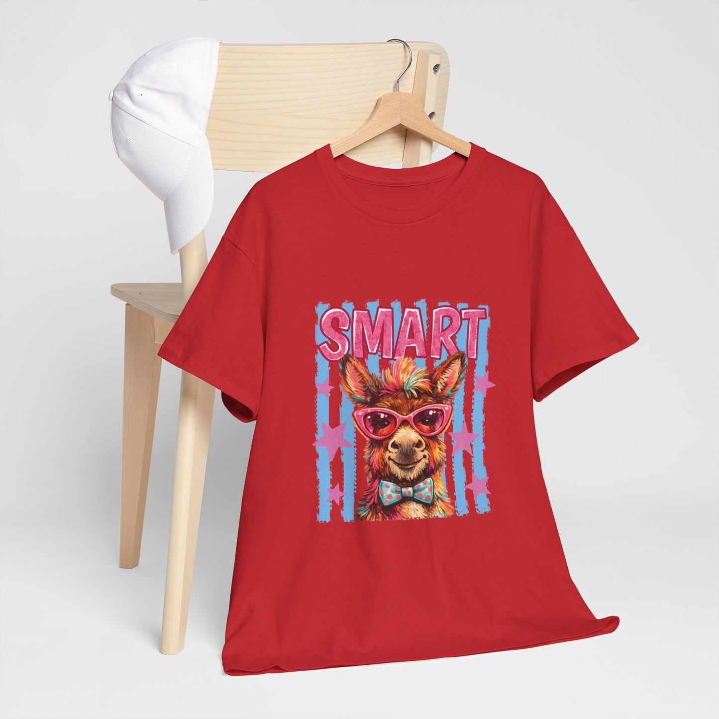 Smart Donkey Graphic Tee - Funny Nerdy Animal T-Shirt with 'SMART' Design