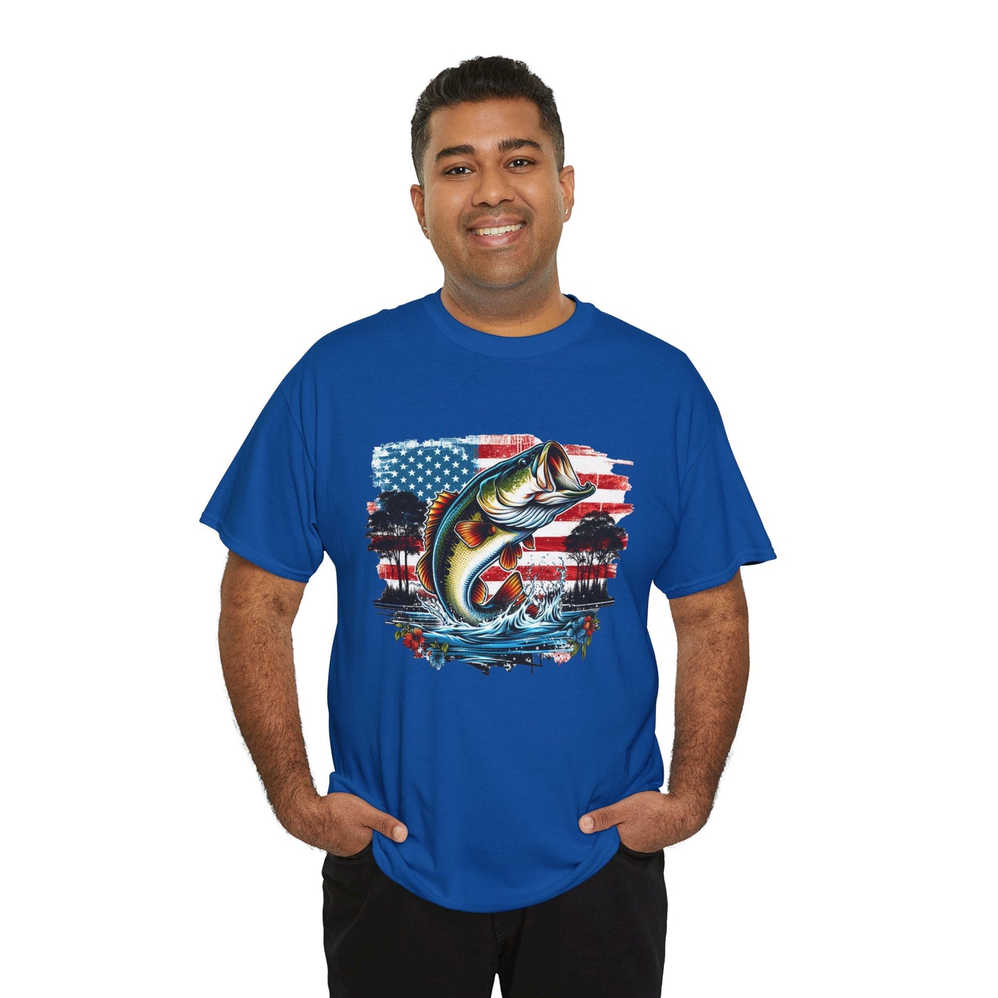 Fishing Largemouth Bass Tee — American Flag Outdoors Fishing Shirt