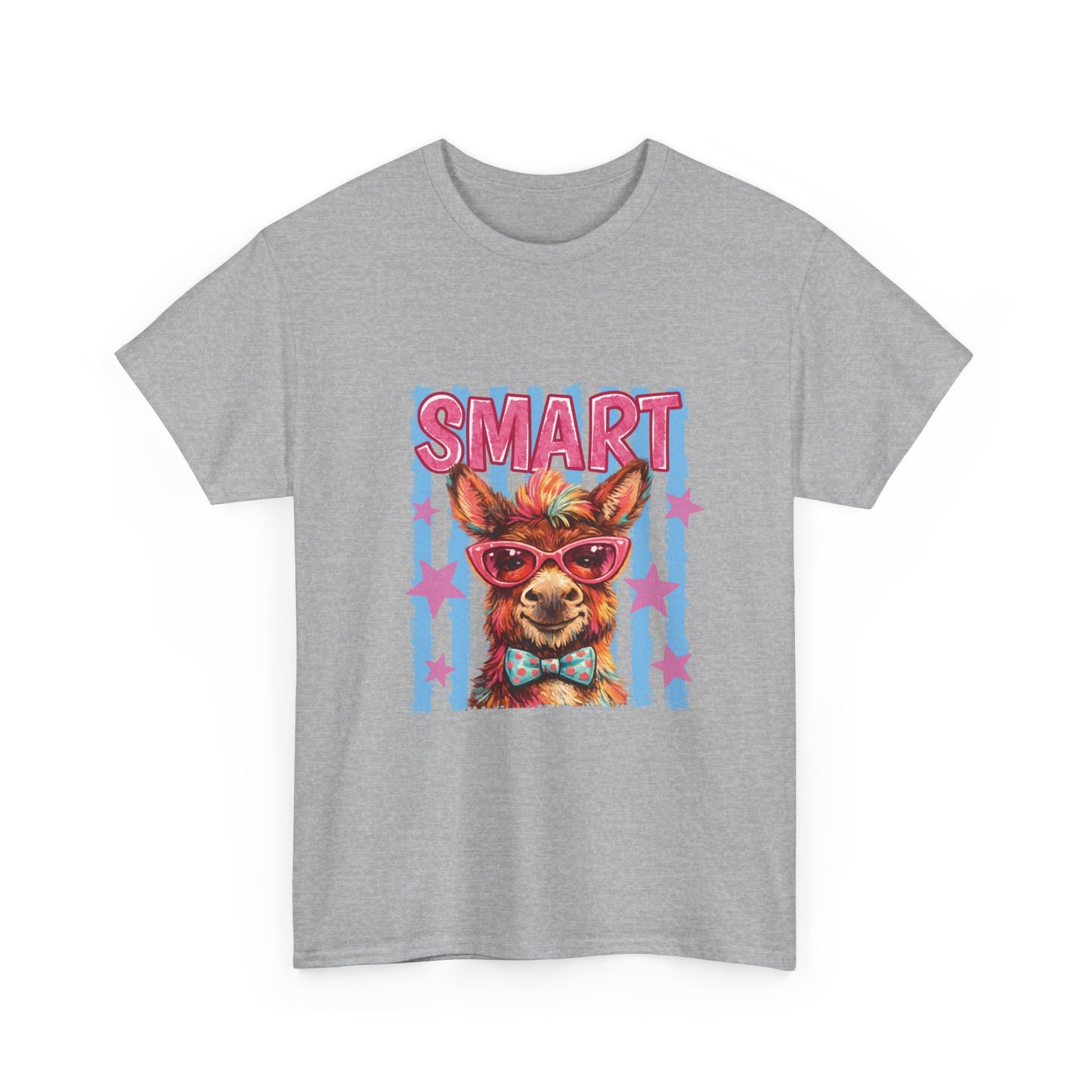 Smart Donkey Graphic Tee - Funny Nerdy Animal T-Shirt with 'SMART' Design