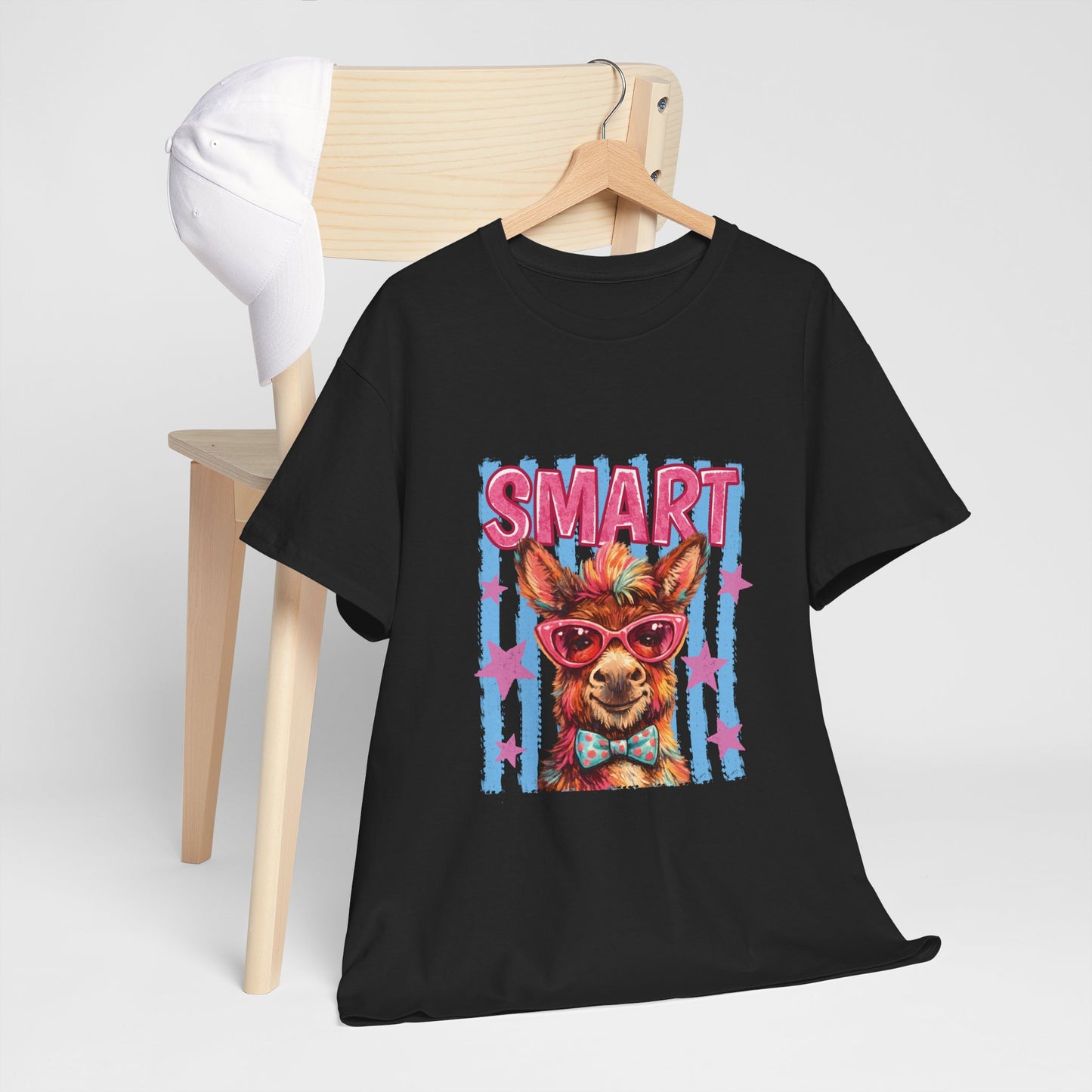 Smart Donkey Graphic Tee - Funny Nerdy Animal T-Shirt with 'SMART' Design