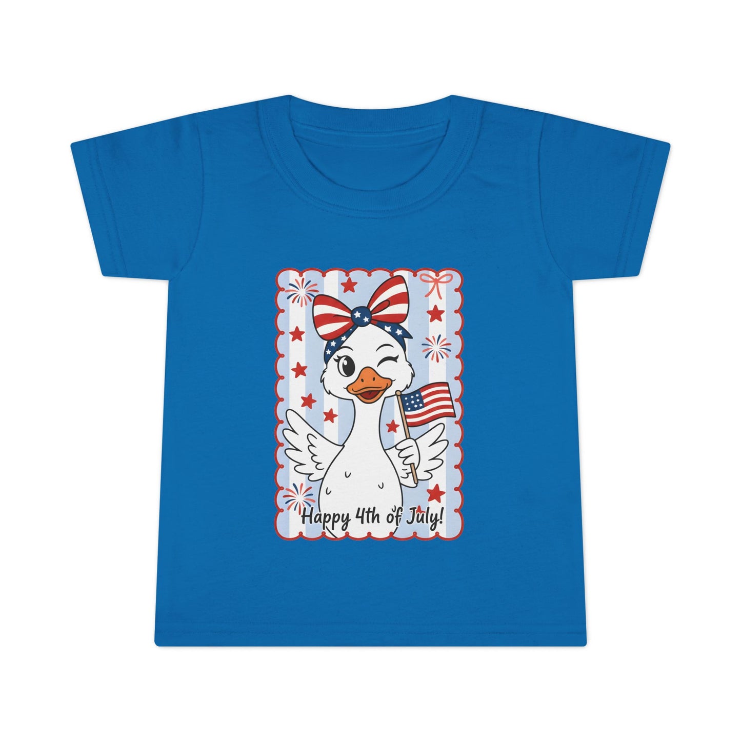 Toddler T-Shirt — Patriotic Duck "Happy 4th of July" Kids Tee