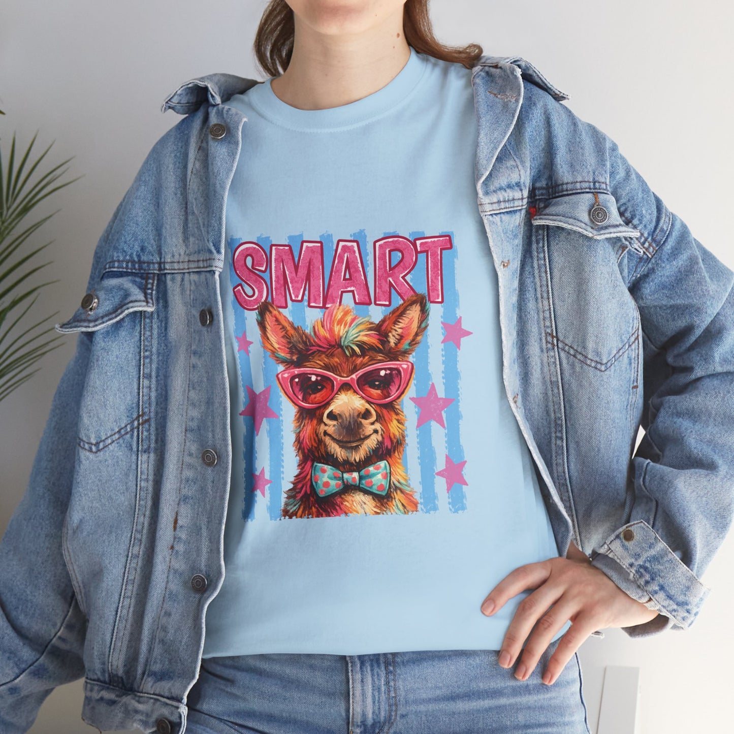 Smart Donkey Graphic Tee - Funny Nerdy Animal T-Shirt with 'SMART' Design