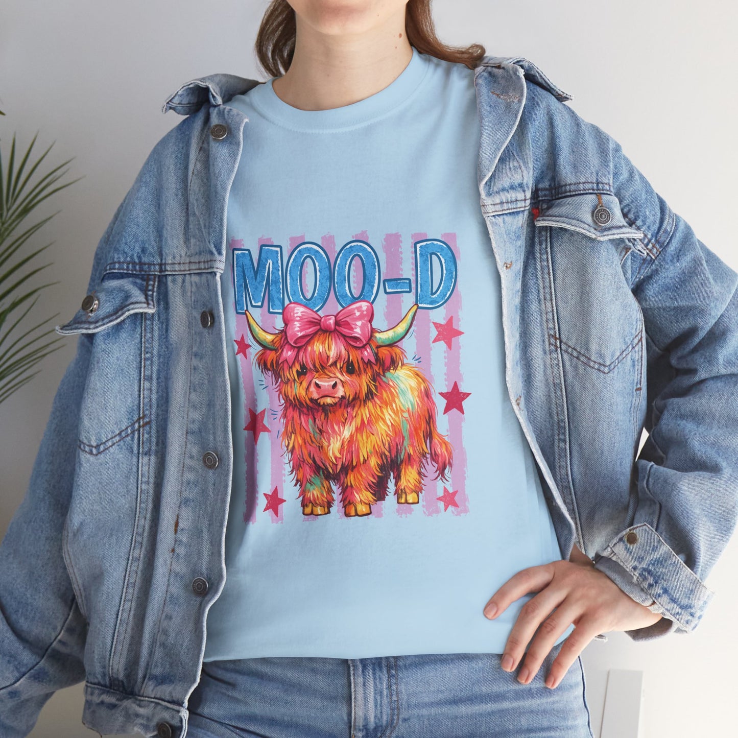 Graphic Tee — Colorful Highland Cow “Moo’d” Cute Farm Animal Shirt