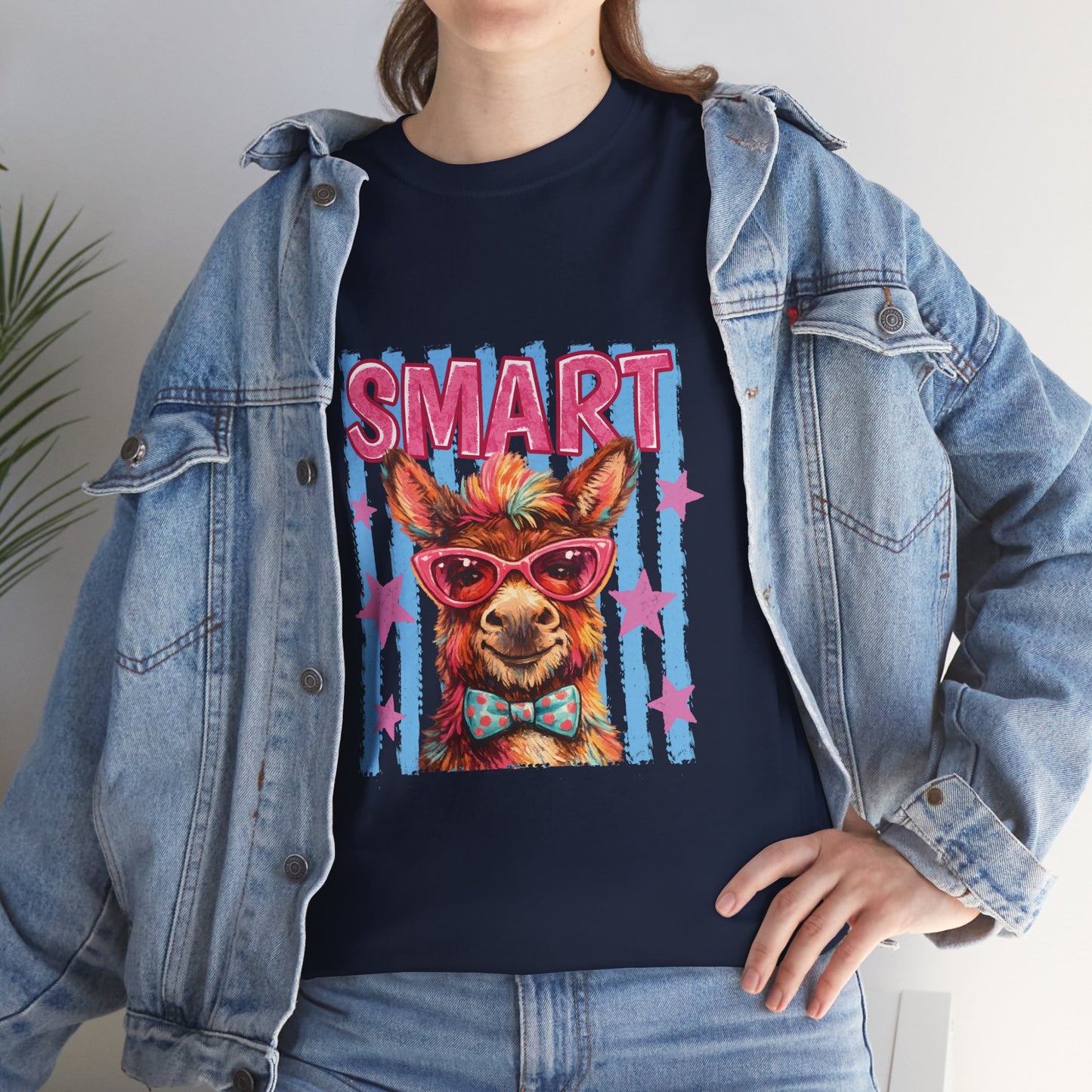 Smart Donkey Graphic Tee - Funny Nerdy Animal T-Shirt with 'SMART' Design