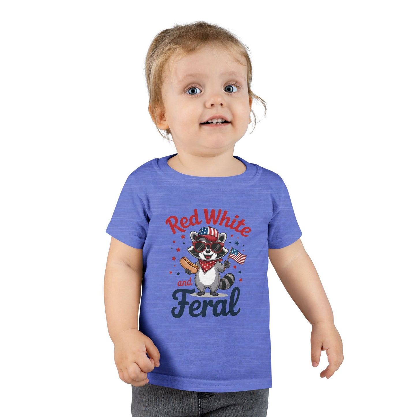 Toddler T-Shirt — "Red White & Feral" Patriotic Raccoon 4th of July Tee