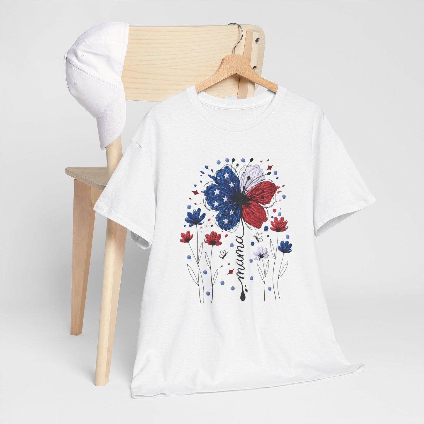 Patriotic Butterfly Floral Tee — Red, White & Blue Memorial Day / 4th of July T-Shirt