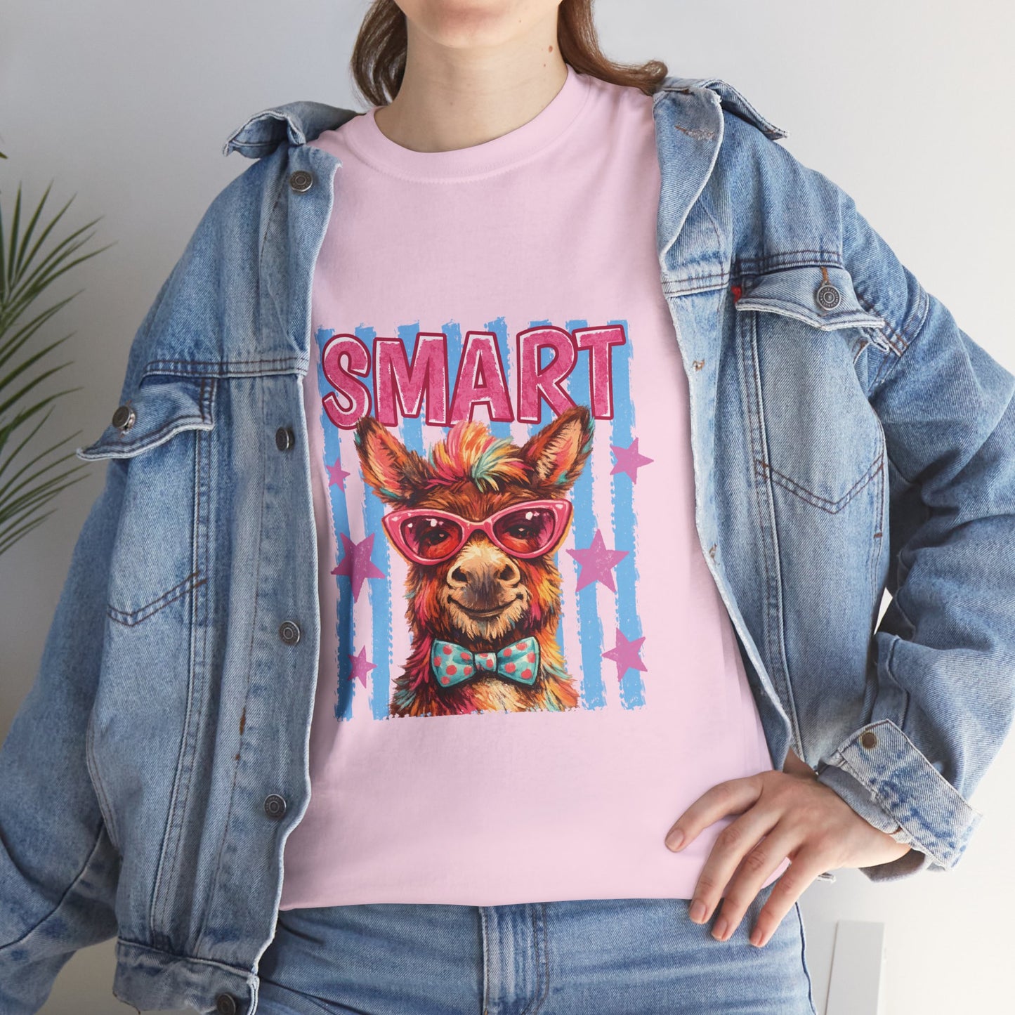 Smart Donkey Graphic Tee - Funny Nerdy Animal T-Shirt with 'SMART' Design