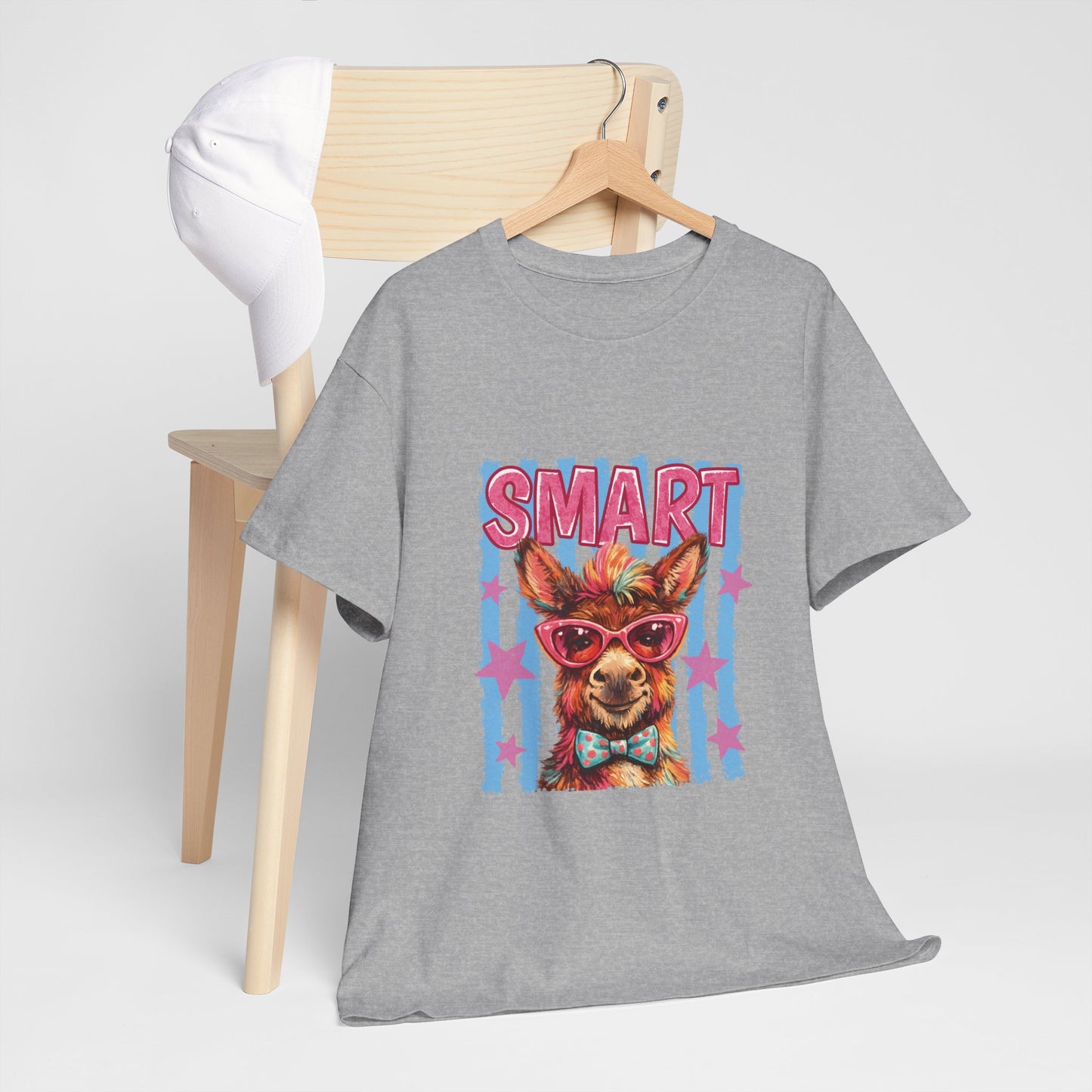 Smart Donkey Graphic Tee - Funny Nerdy Animal T-Shirt with 'SMART' Design