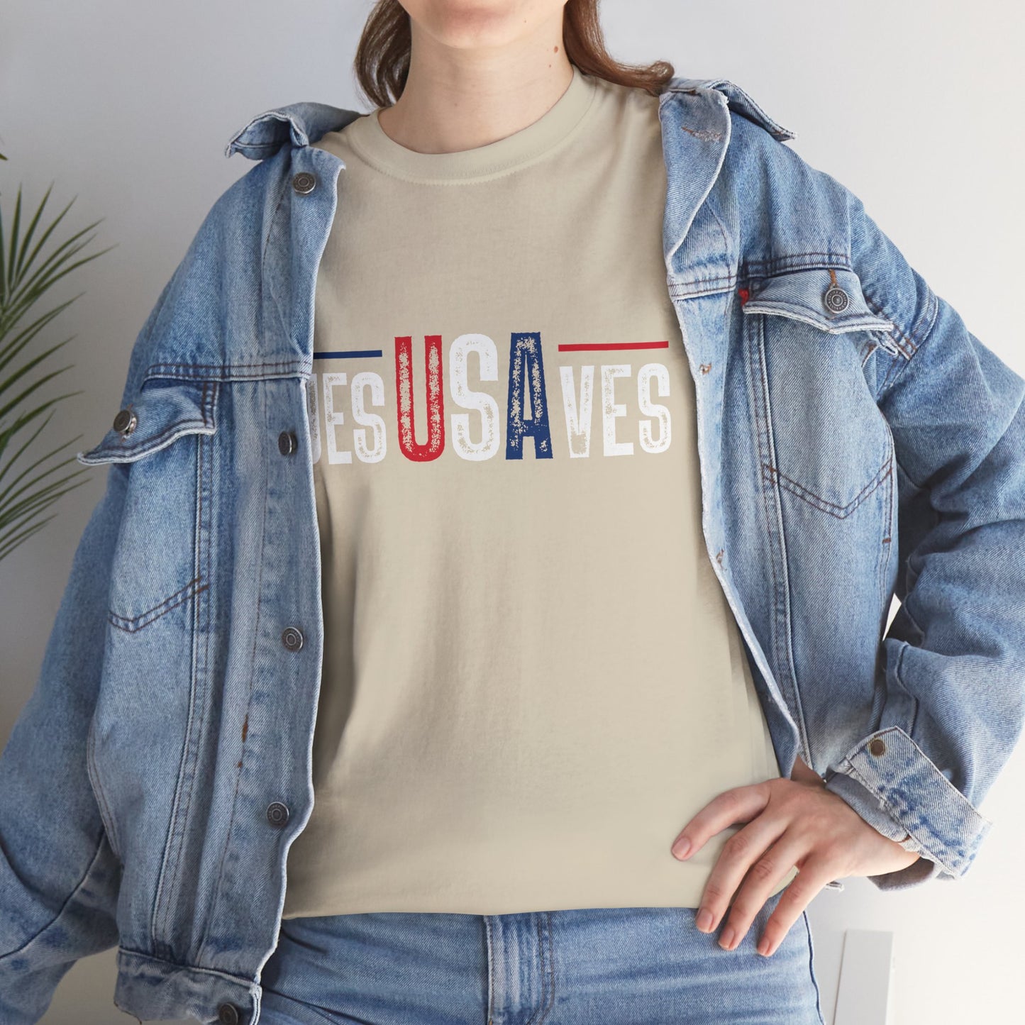 Jesus Saves T-Shirt — Patriotic Red White Blue Christian Tee