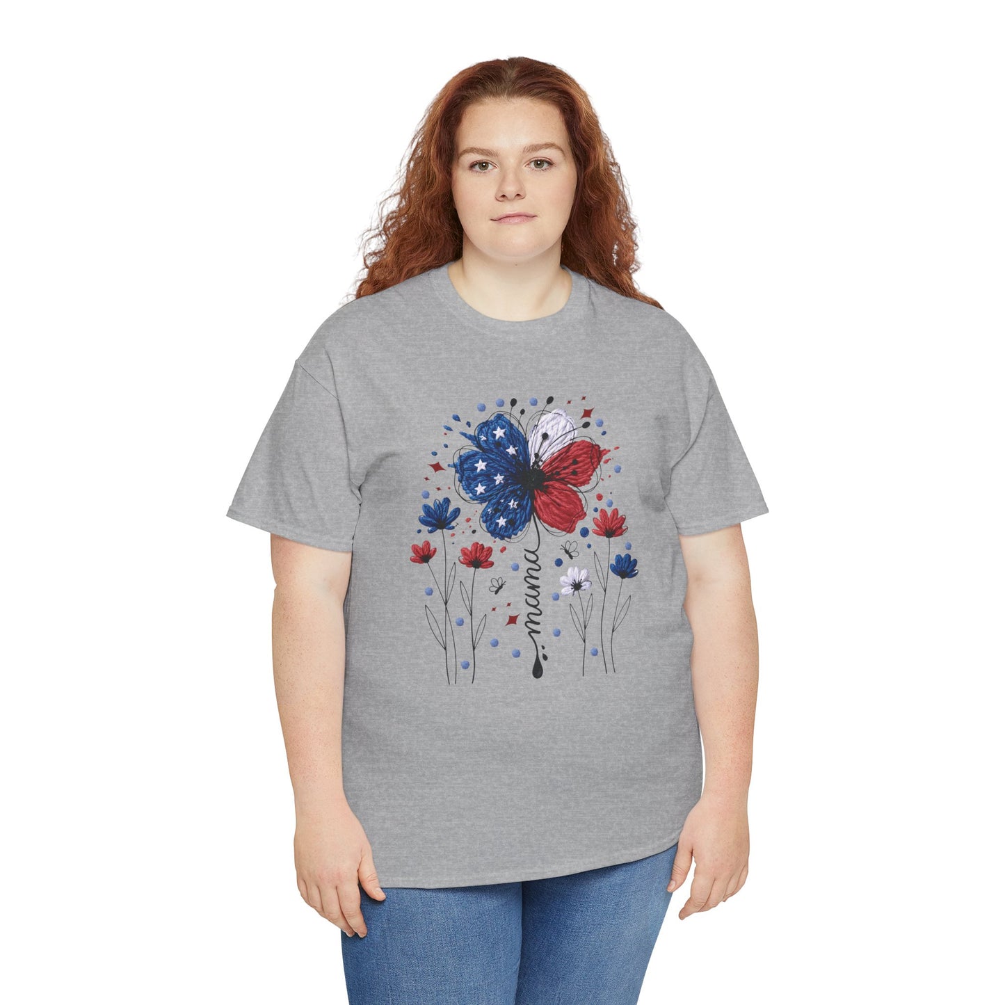 Patriotic Butterfly Floral Tee — Red, White & Blue Memorial Day / 4th of July T-Shirt