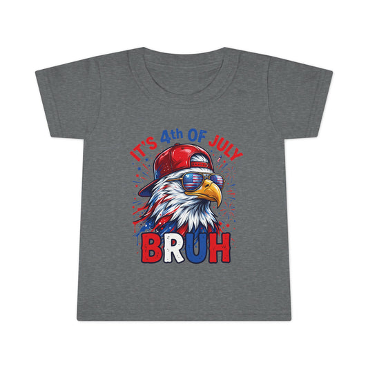 Toddler T-Shirt — "It's 4th of July BRUH" Patriotic Bald Eagle Tee