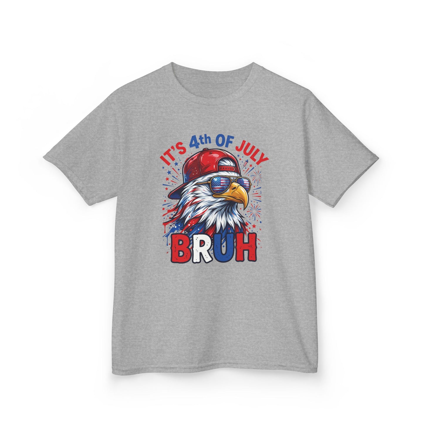 Kids 4th of July T-Shirt – 'It's 4th of July BRUH' Patriotic Eagle Tee