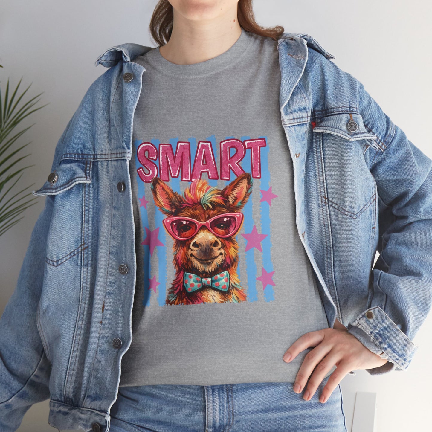 Smart Donkey Graphic Tee - Funny Nerdy Animal T-Shirt with 'SMART' Design