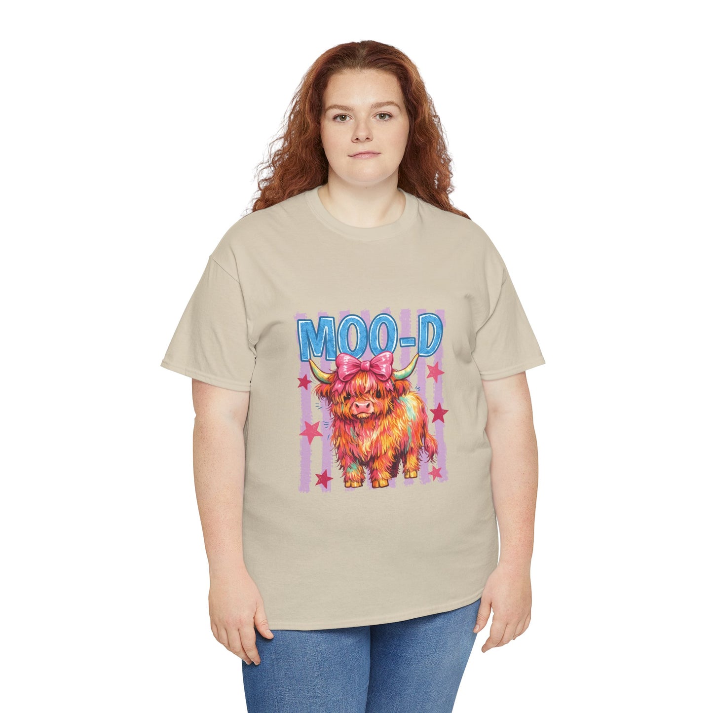 Graphic Tee — Colorful Highland Cow “Moo’d” Cute Farm Animal Shirt