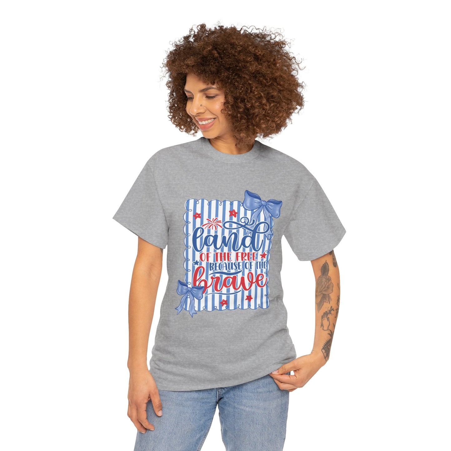 Land of the Free Tee — Patriotic Blue Ribbon Family Shirt
