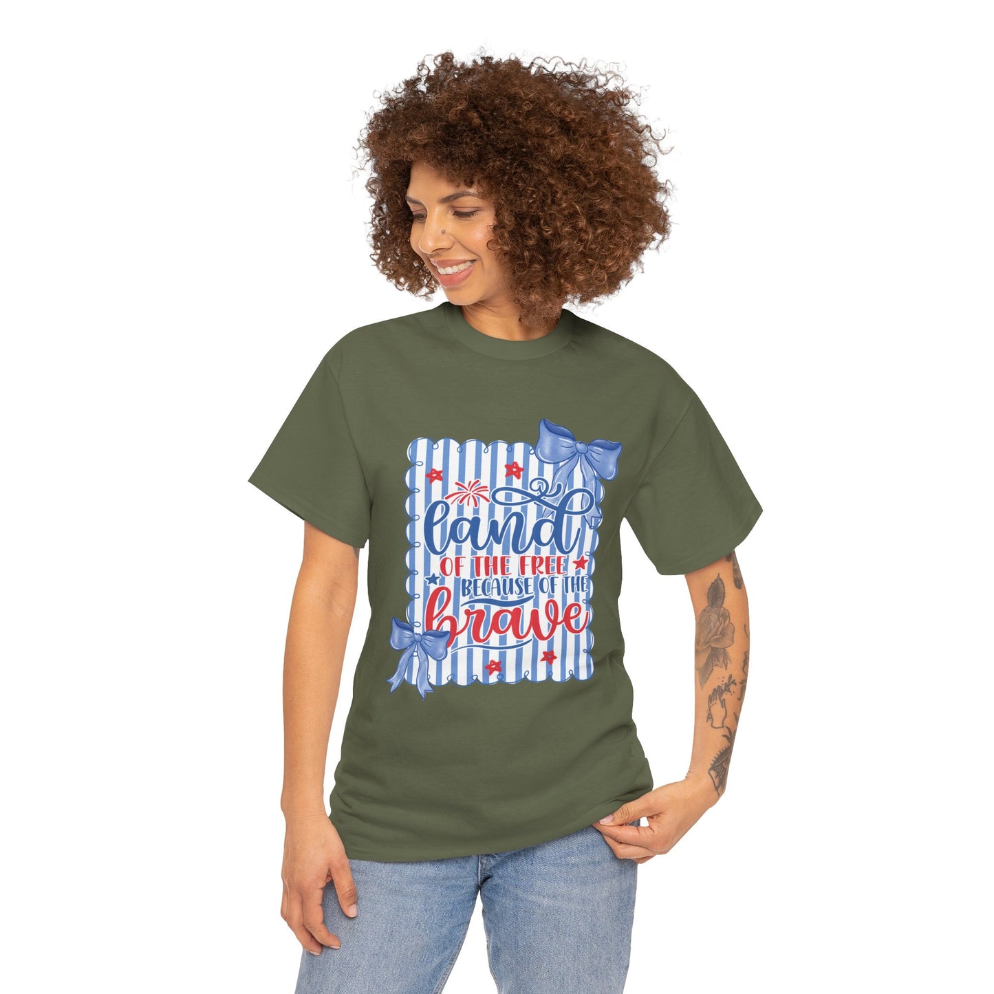 Land of the Free Tee — Patriotic Blue Ribbon Family Shirt