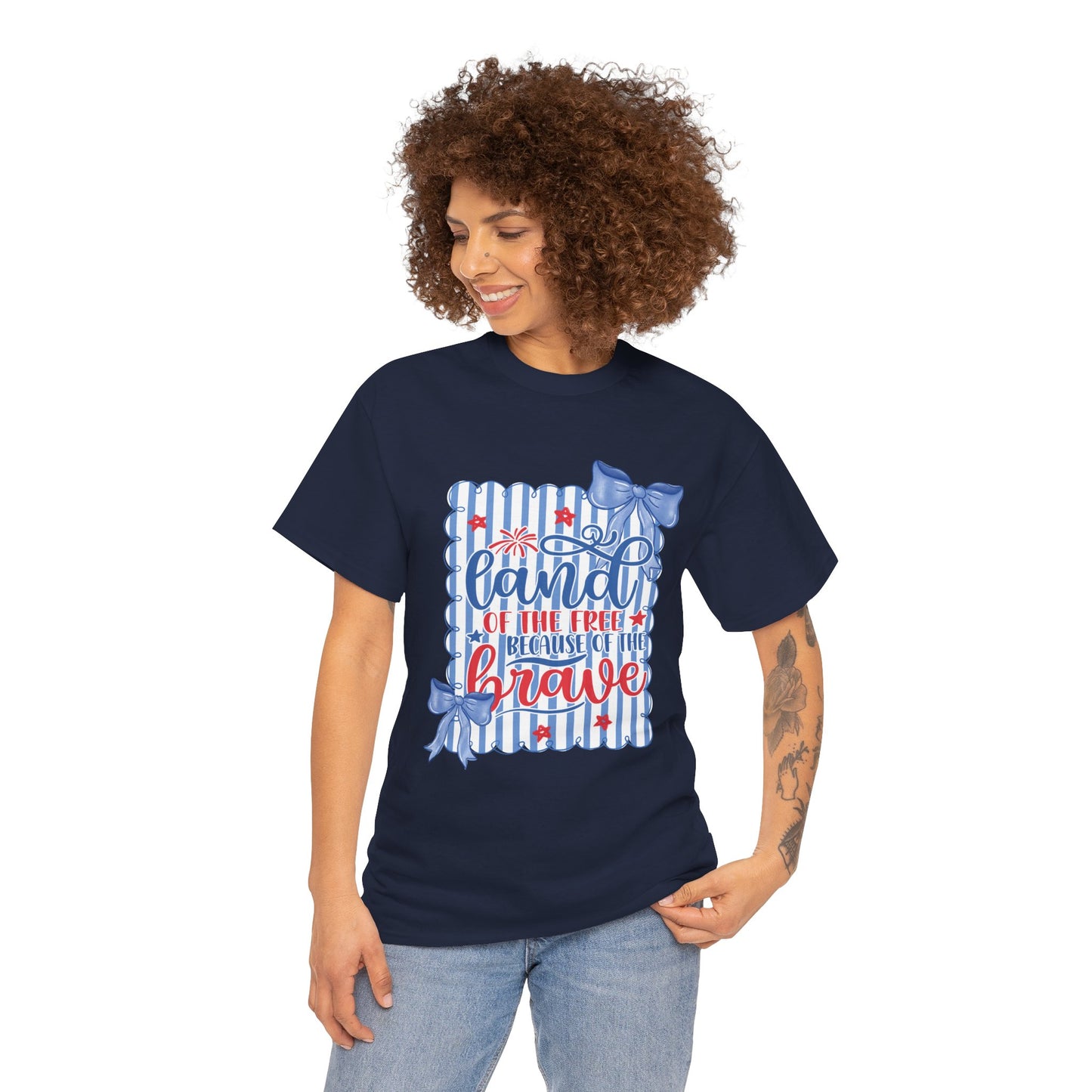 Land of the Free Tee — Patriotic Blue Ribbon Family Shirt