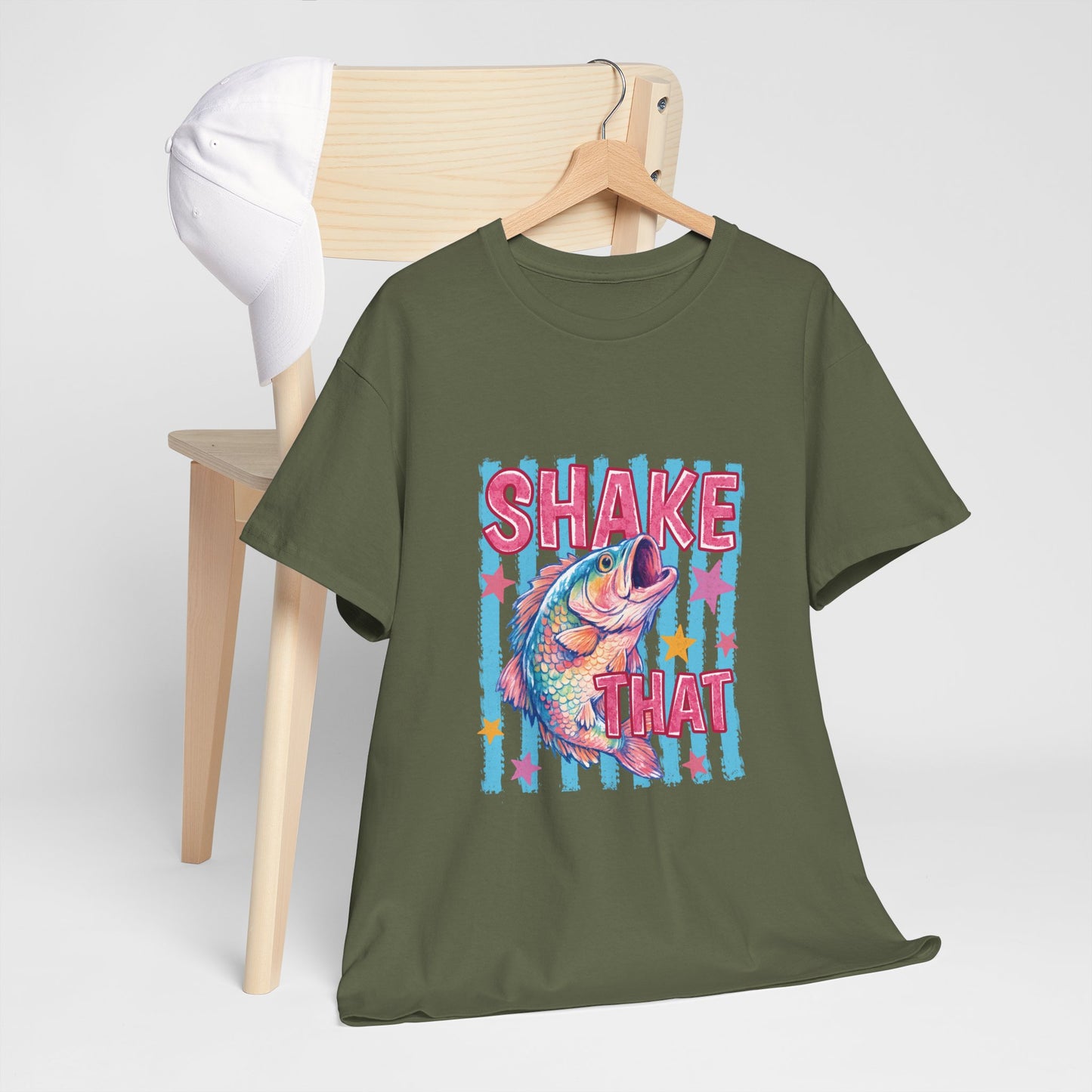 Shake That Trout T-Shirt — Retro Neon Fishing Tee