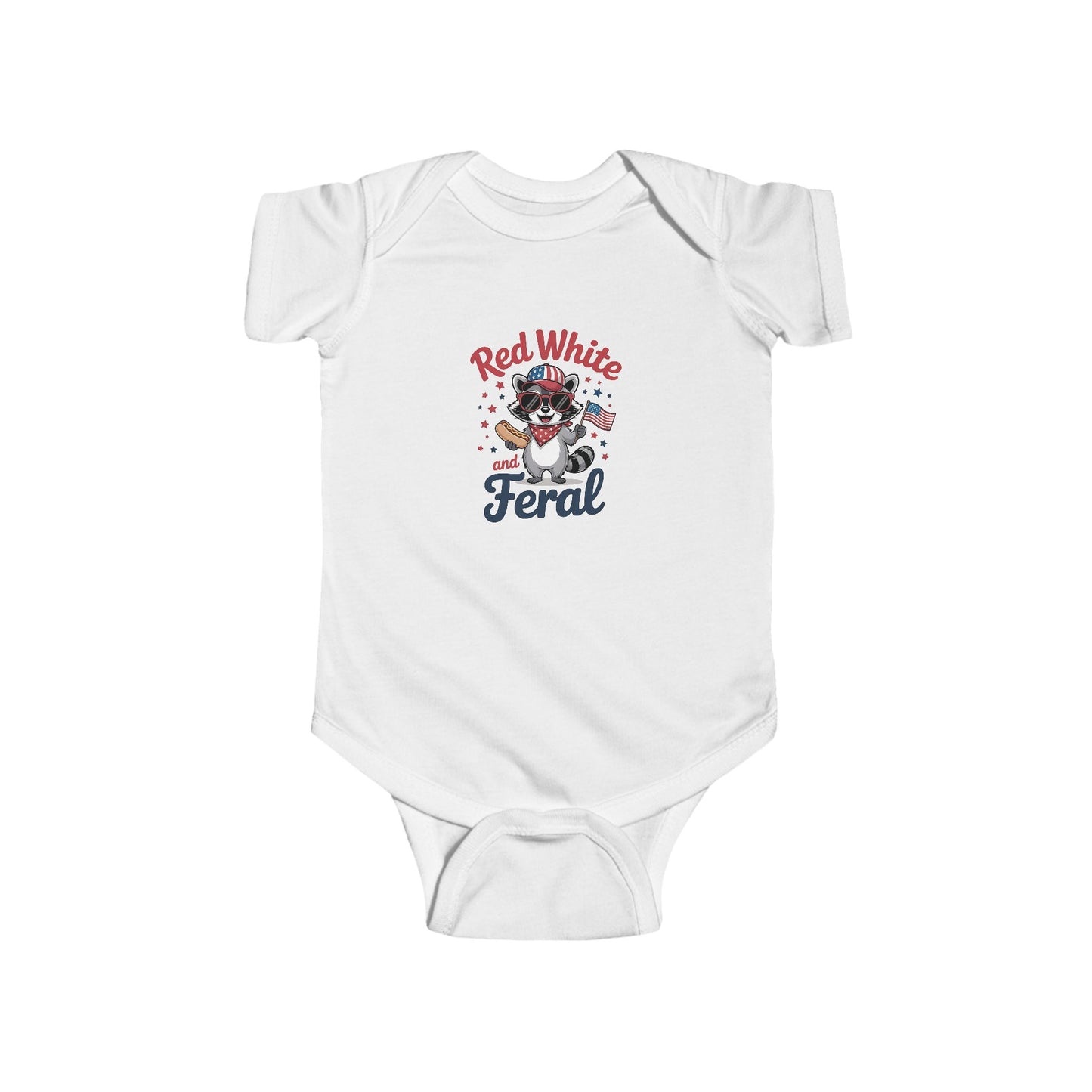 Patriotic "Red White & Feral" Baby Bodysuit