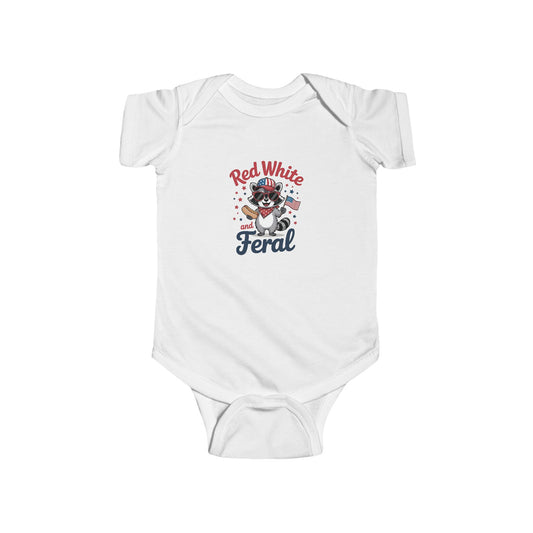 Patriotic "Red White & Feral" Baby Bodysuit