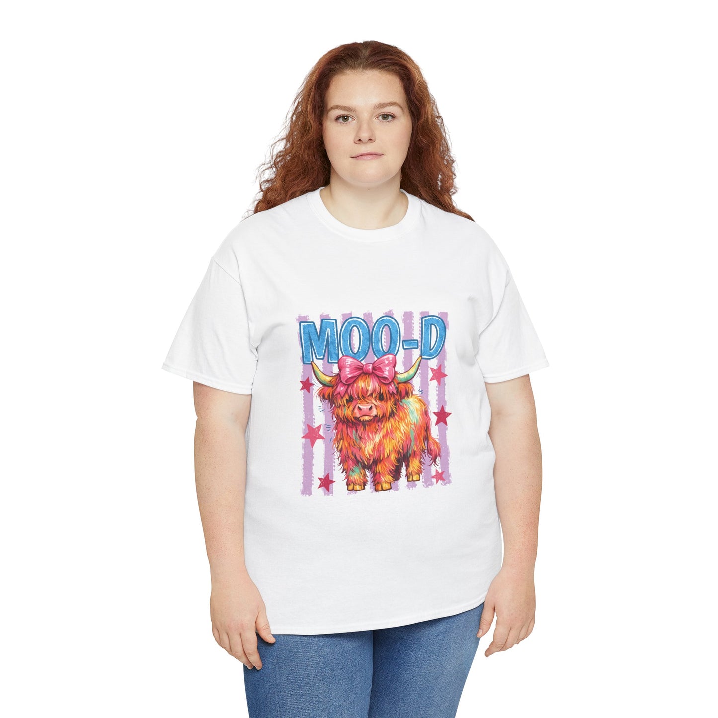 Graphic Tee — Colorful Highland Cow “Moo’d” Cute Farm Animal Shirt