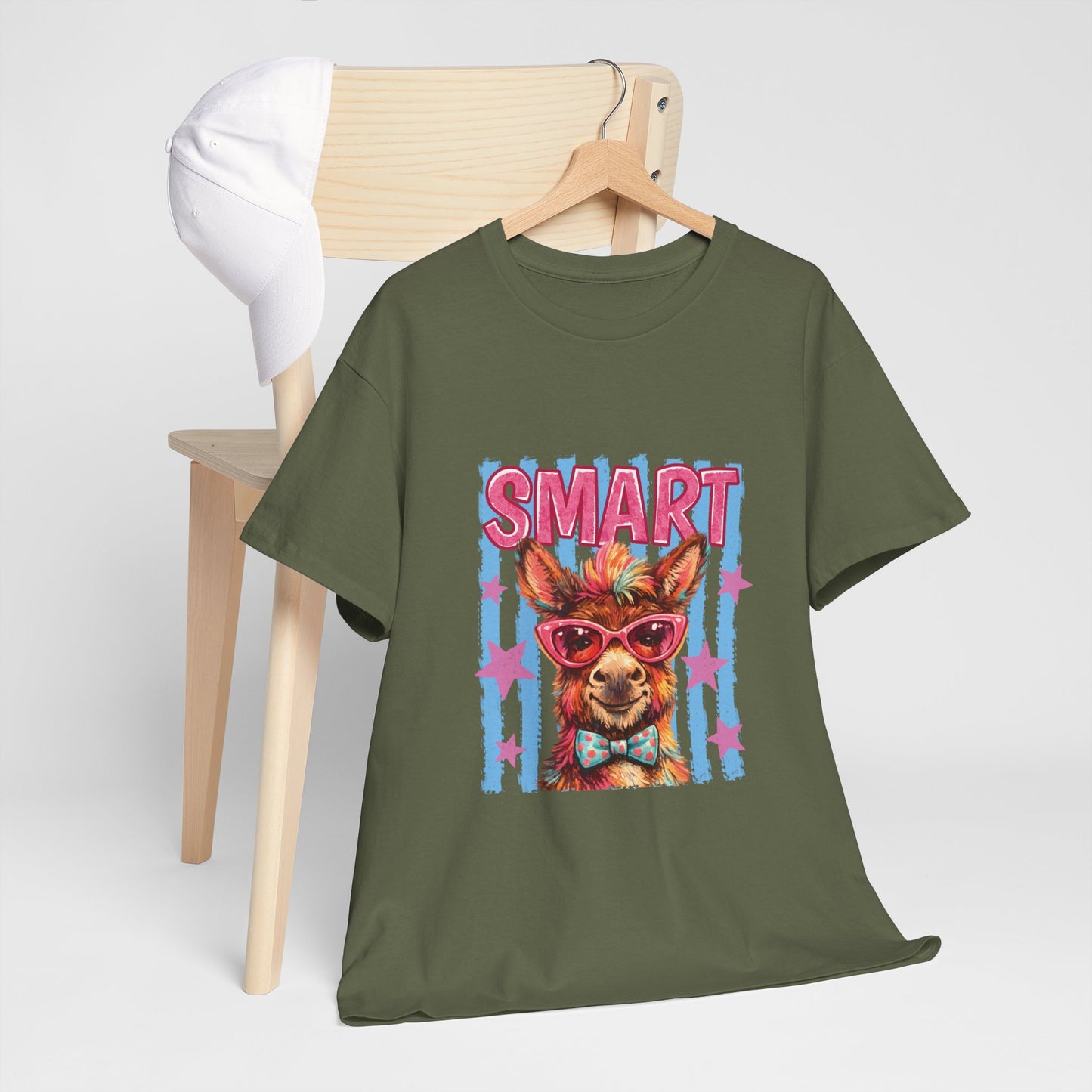 Smart Donkey Graphic Tee - Funny Nerdy Animal T-Shirt with 'SMART' Design