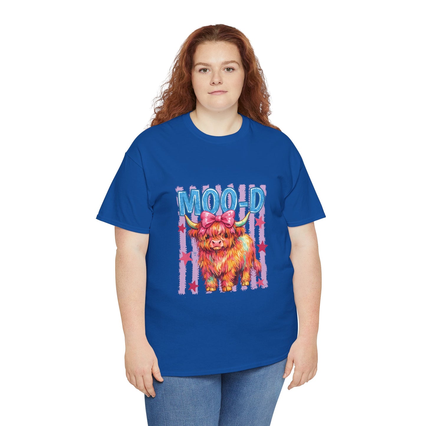 Graphic Tee — Colorful Highland Cow “Moo’d” Cute Farm Animal Shirt