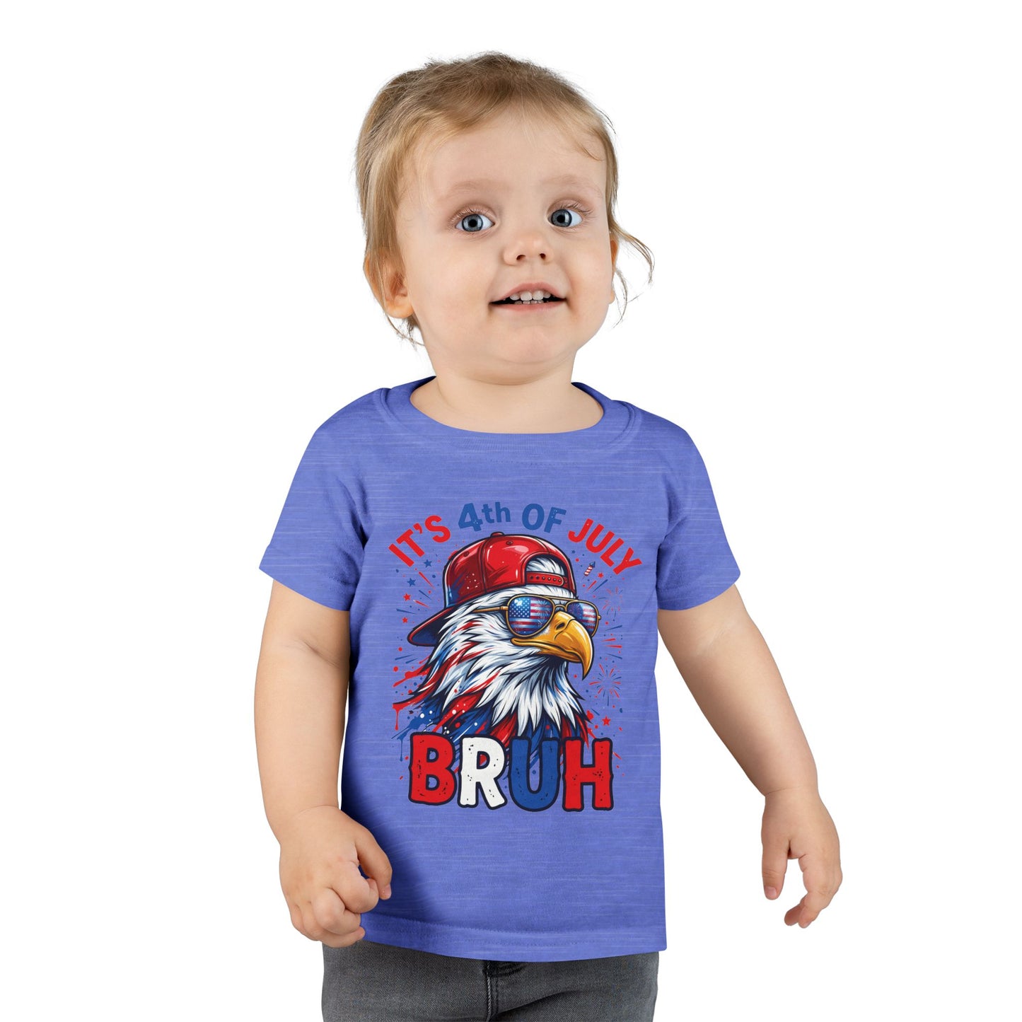 Toddler T-Shirt — "It's 4th of July BRUH" Patriotic Bald Eagle Tee