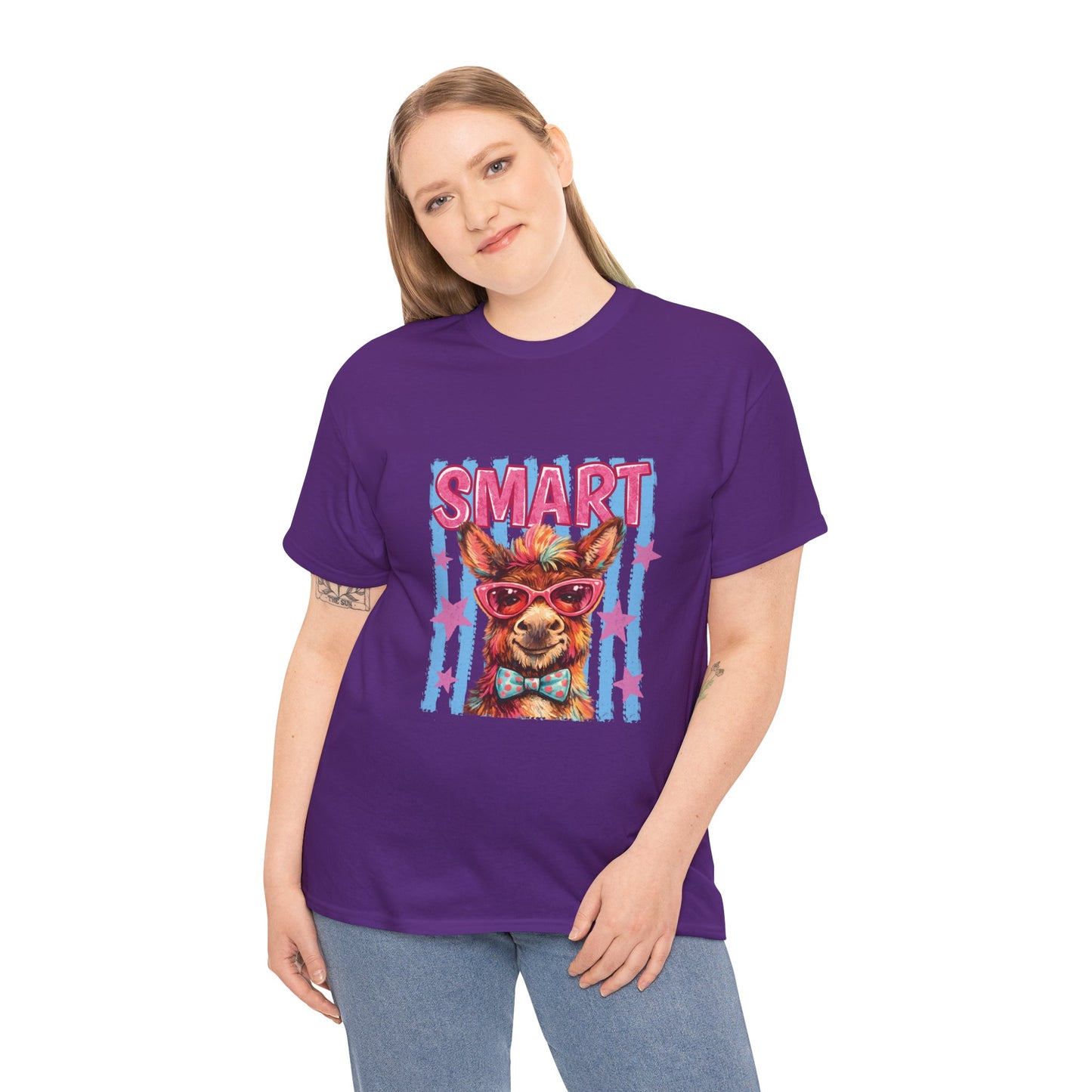 Smart Donkey Graphic Tee - Funny Nerdy Animal T-Shirt with 'SMART' Design