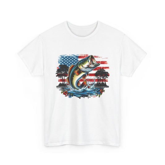Fishing Largemouth Bass Tee — American Flag Outdoors Fishing Shirt