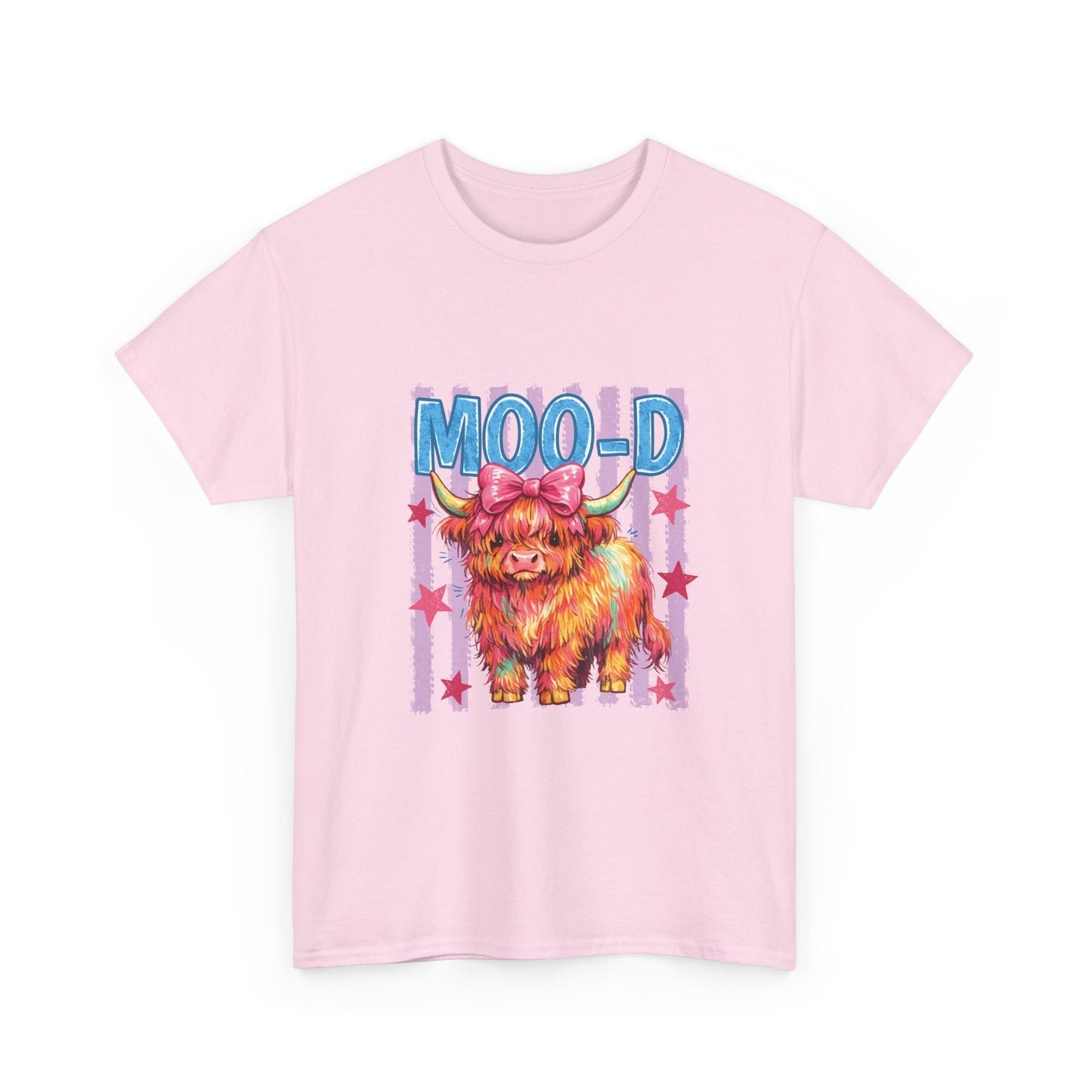 Graphic Tee — Colorful Highland Cow “Moo’d” Cute Farm Animal Shirt