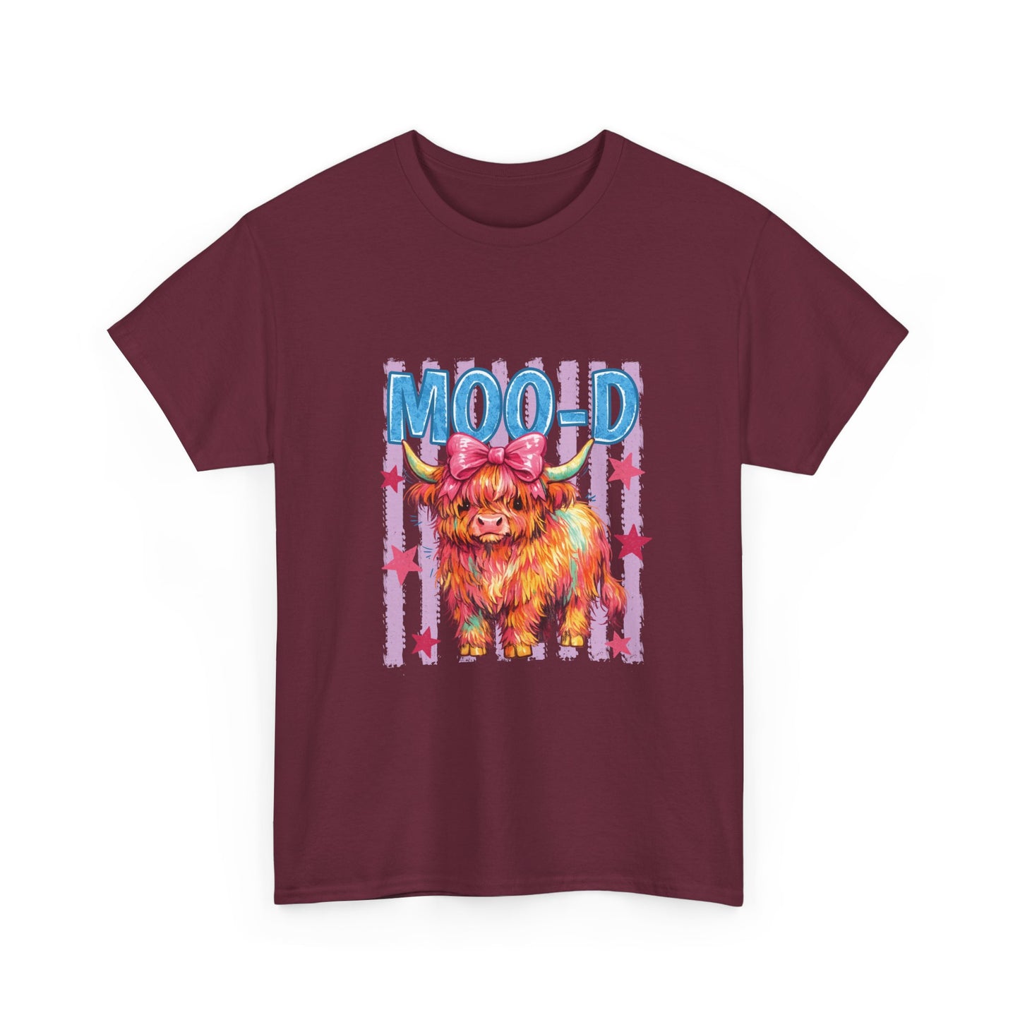 Graphic Tee — Colorful Highland Cow “Moo’d” Cute Farm Animal Shirt