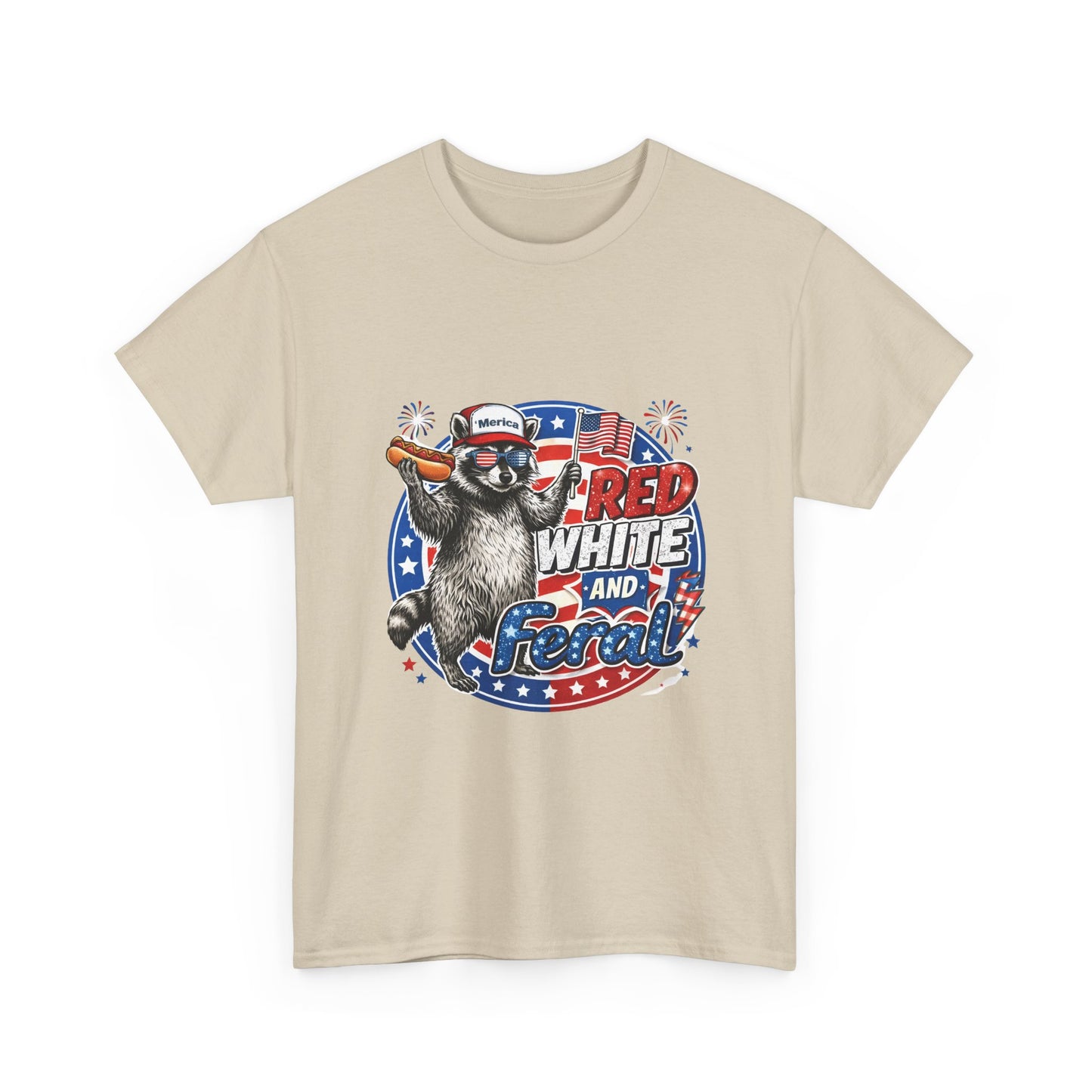 "Red White and Feral" Patriotic Raccoon Tee
