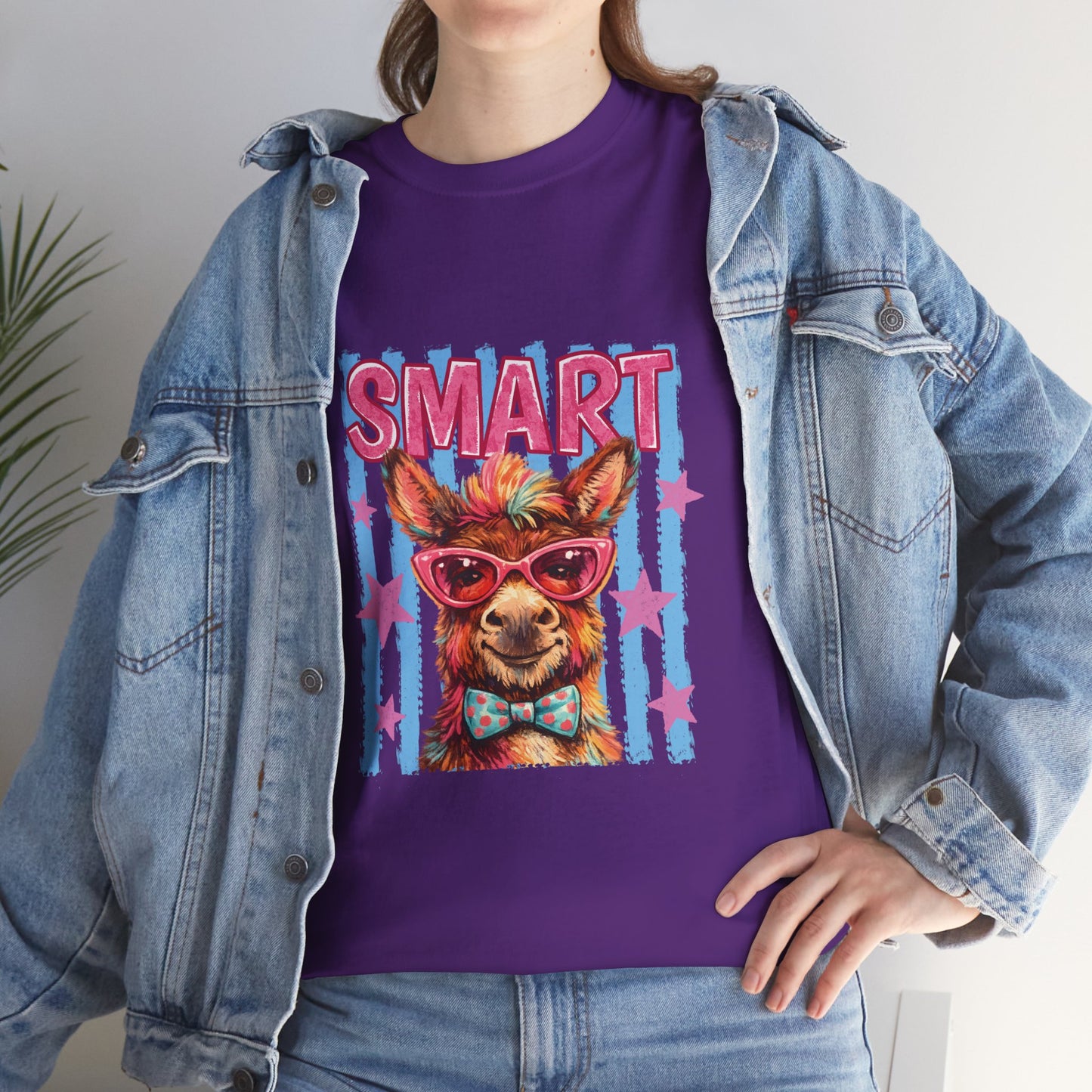 Smart Donkey Graphic Tee - Funny Nerdy Animal T-Shirt with 'SMART' Design
