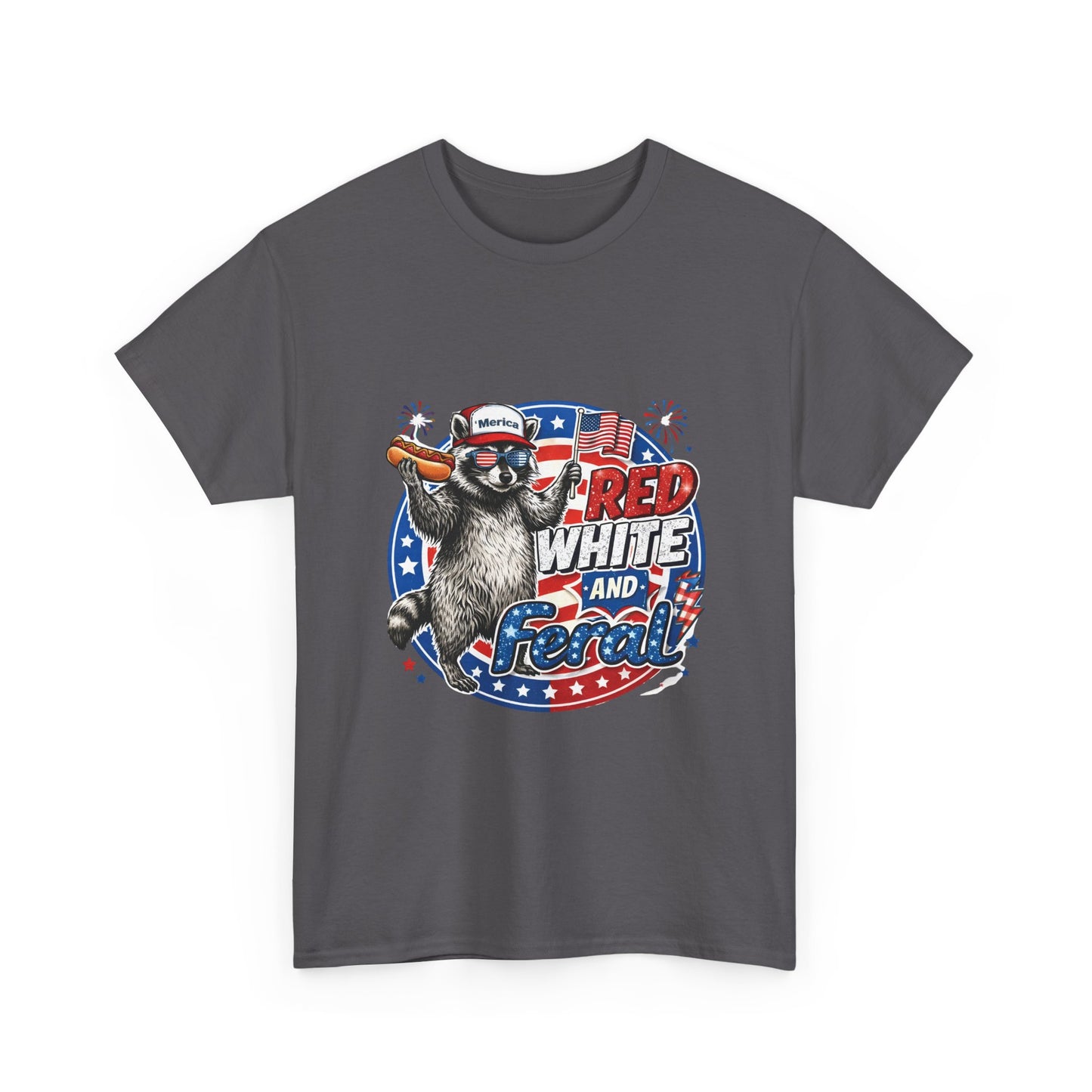 "Red White and Feral" Patriotic Raccoon Tee
