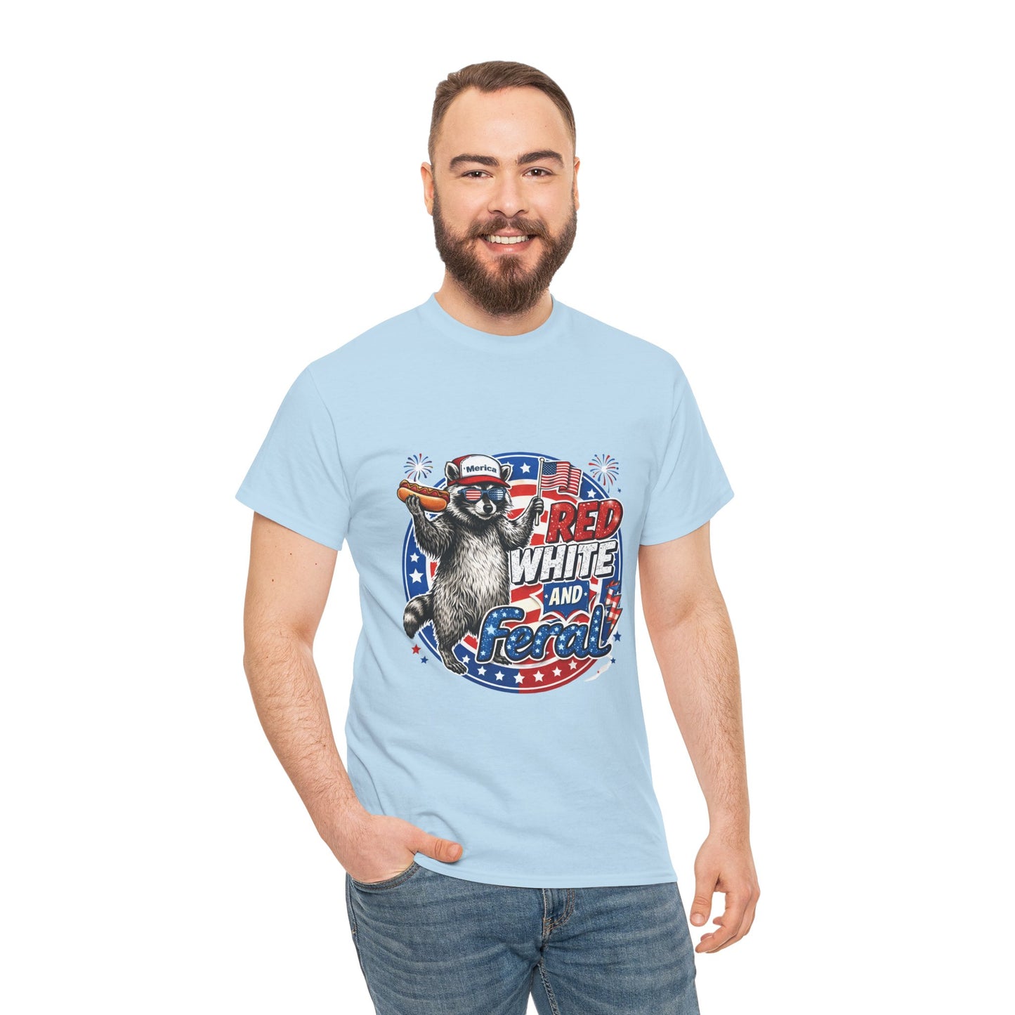 "Red White and Feral" Patriotic Raccoon Tee