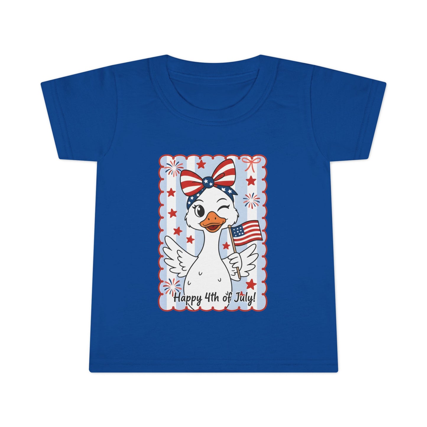 Toddler T-Shirt — Patriotic Duck "Happy 4th of July" Kids Tee