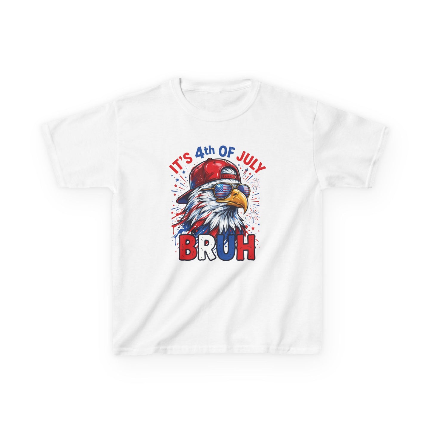 Kids 4th of July T-Shirt – 'It's 4th of July BRUH' Patriotic Eagle Tee