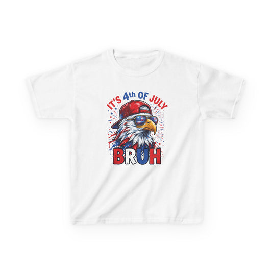 Kids 4th of July T-Shirt – 'It's 4th of July BRUH' Patriotic Eagle Tee