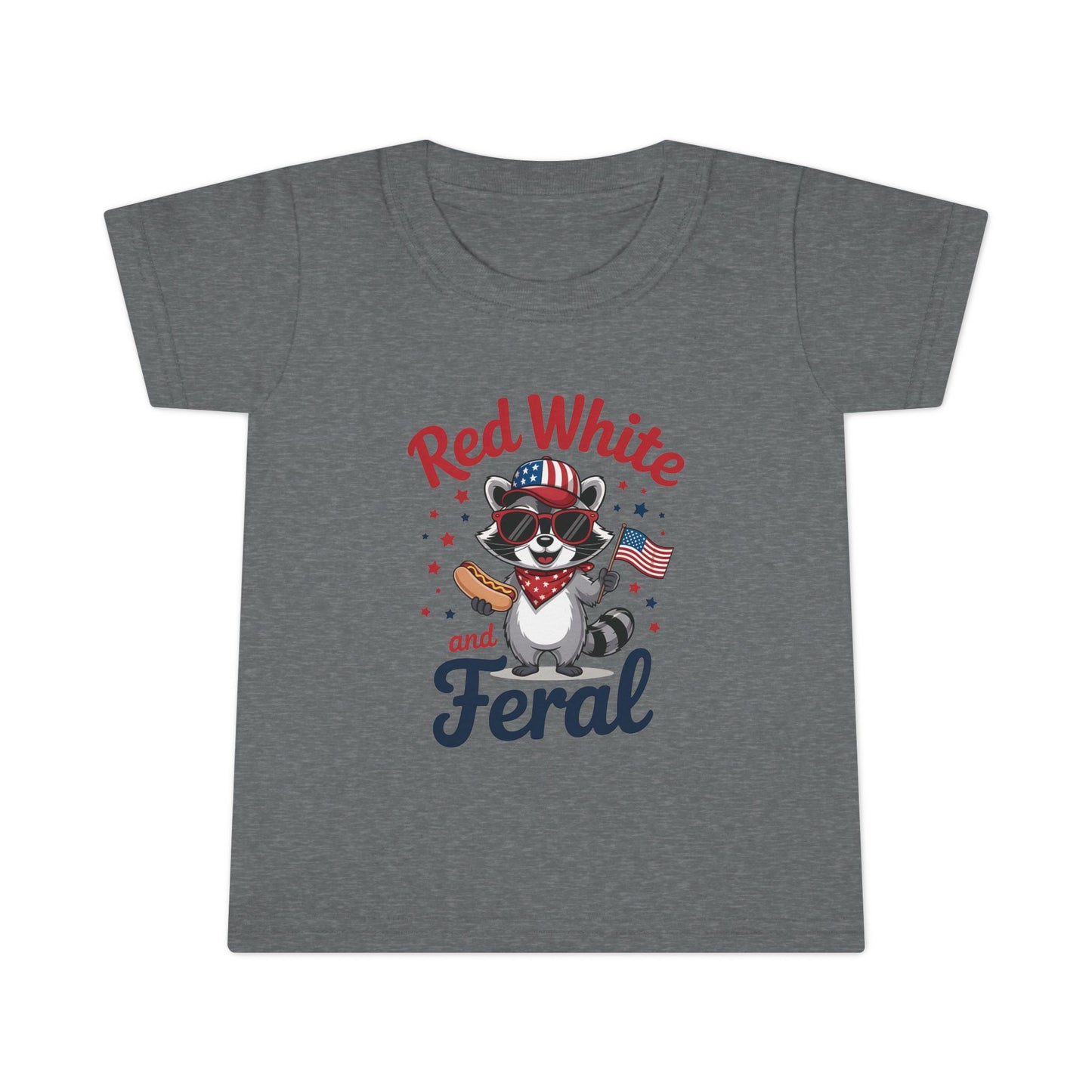 Toddler T-Shirt — "Red White & Feral" Patriotic Raccoon 4th of July Tee